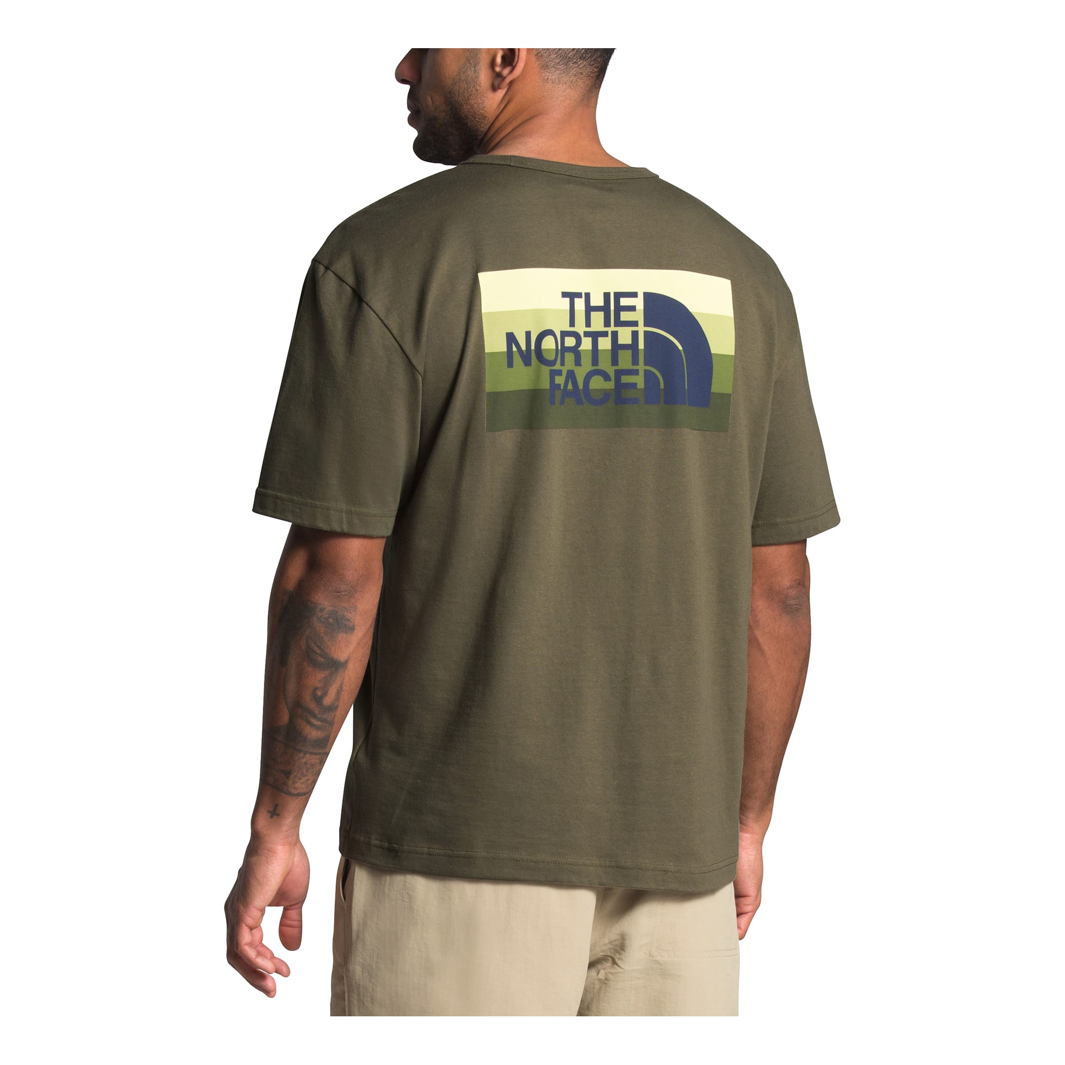 The North Face® Men’s Tonal Bars T-Shirt - Burnt Olive Green - back