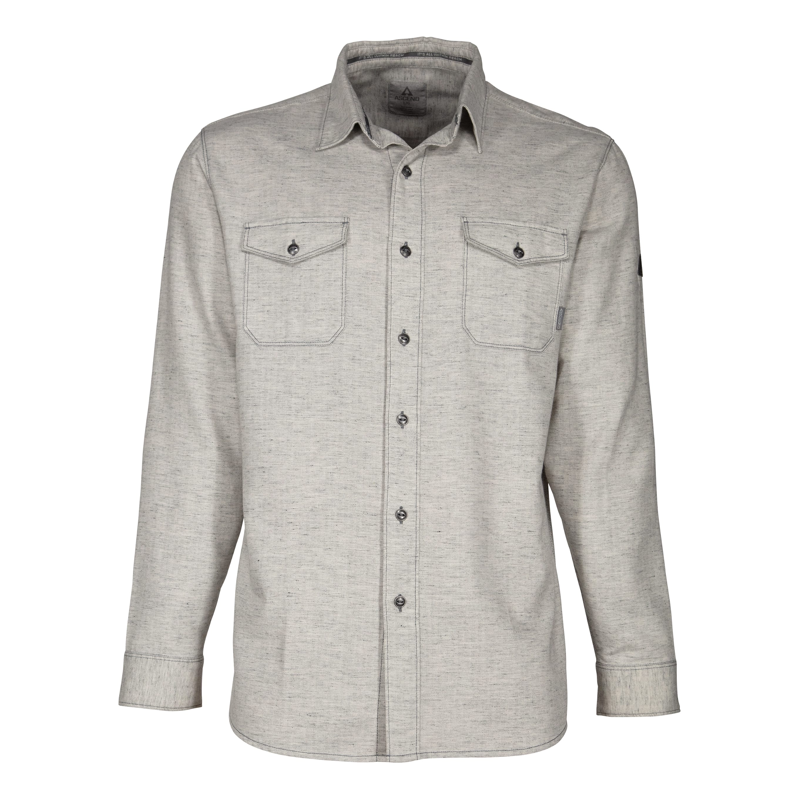 Ascend® Men’s Herringbone Slub Long-Sleeve Shirt - Light Grey