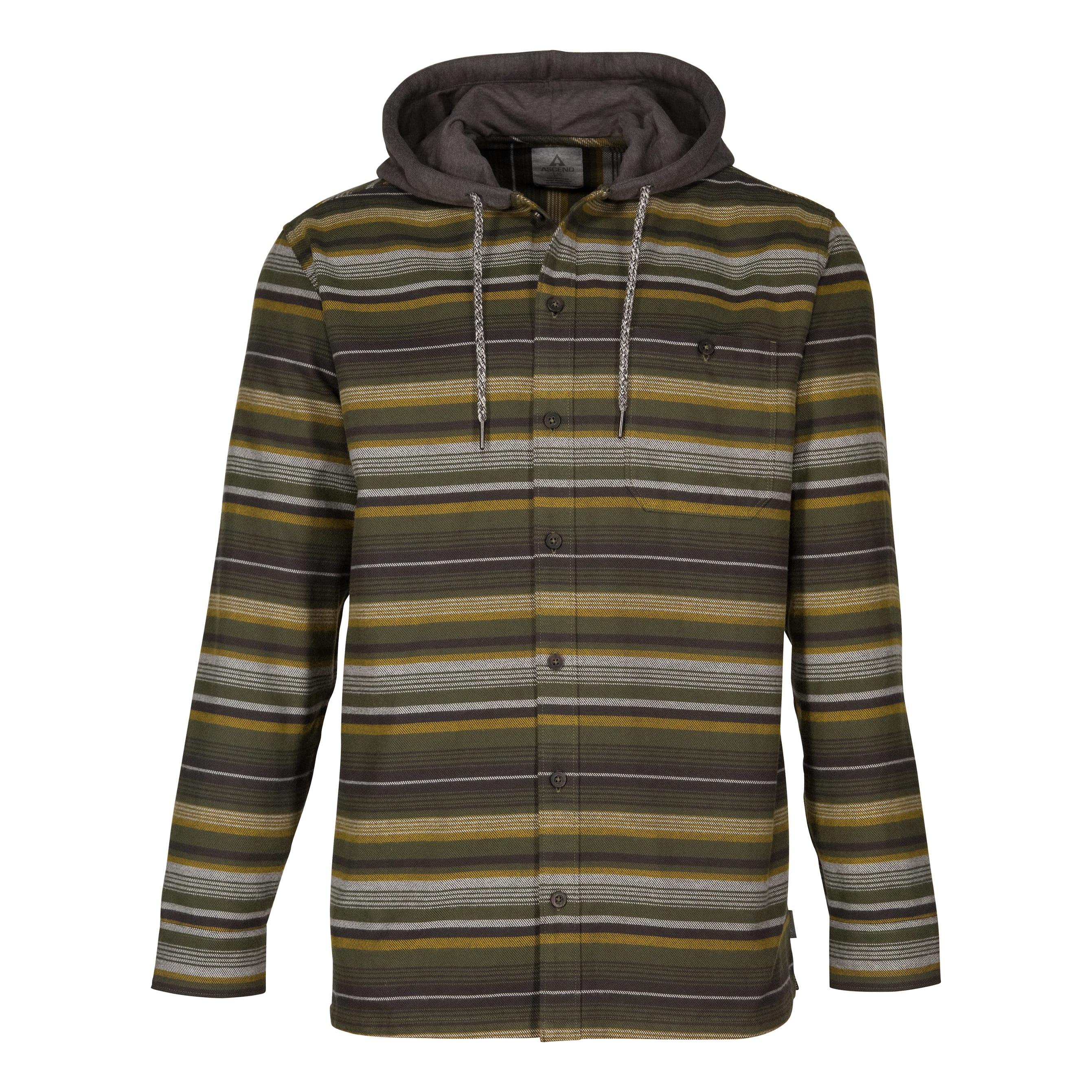 Ascend® Men’s Striped Long-Sleeve Shirt Jacket - Winter Moss
