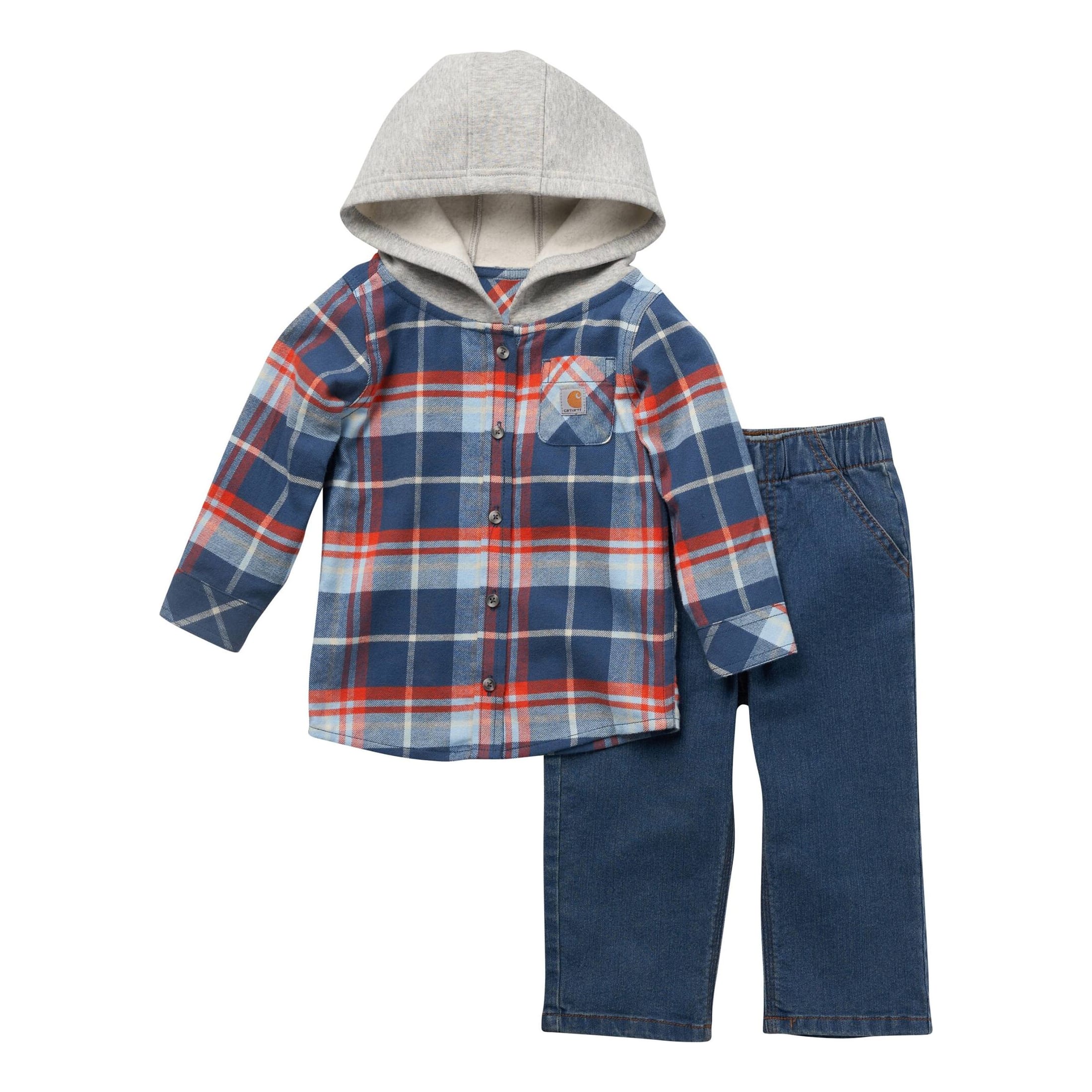 Carhartt® Infants’ Flannel Hooded Shirt And Denim Pant Set