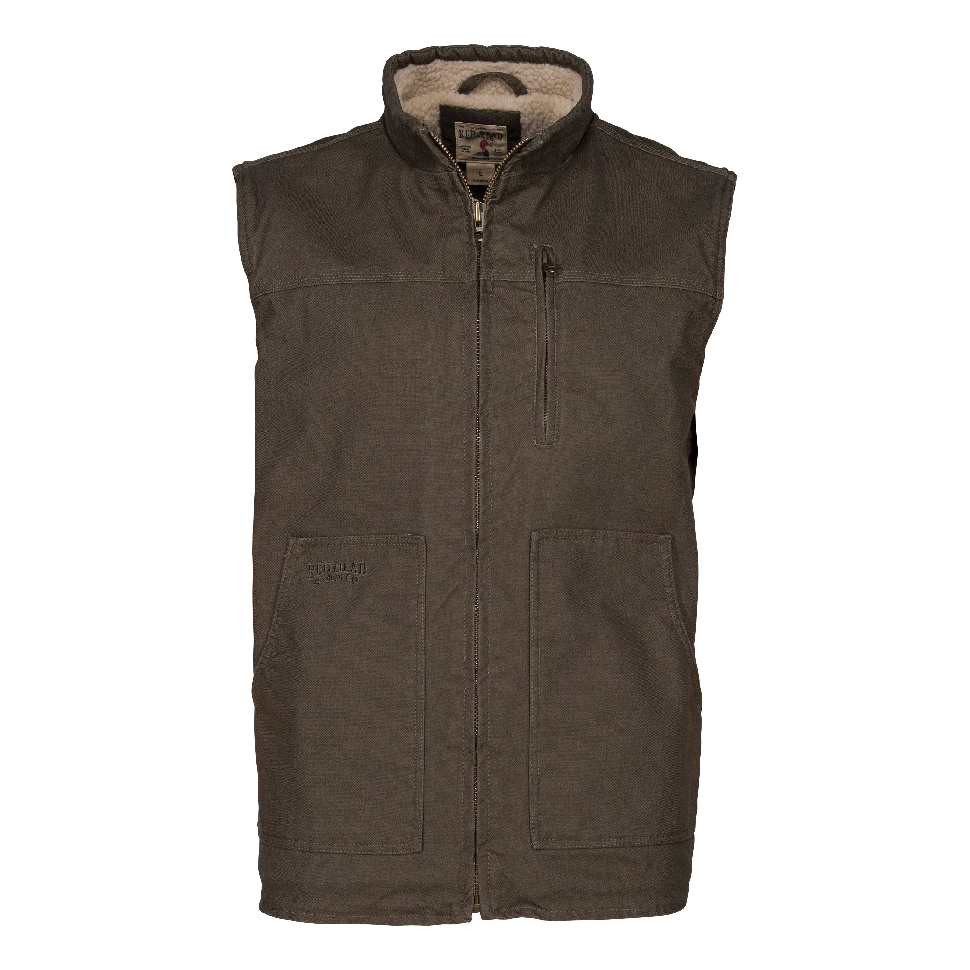 RedHead® Men’s Sherpa-Lined Canvas Vest - Olive