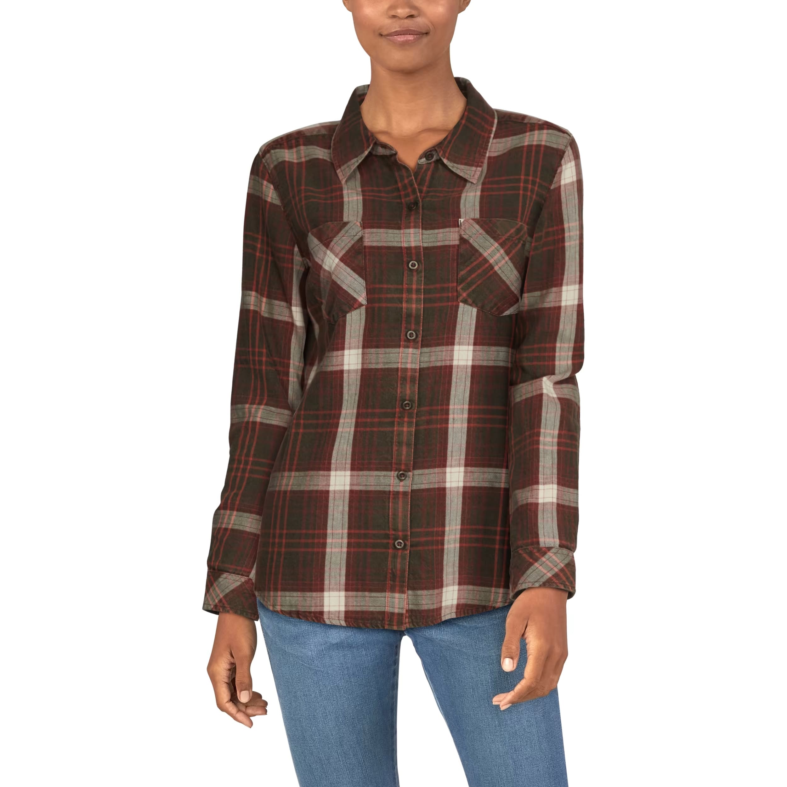 Natural Reflections® Women’s Acid-washed Plaid Shirt 