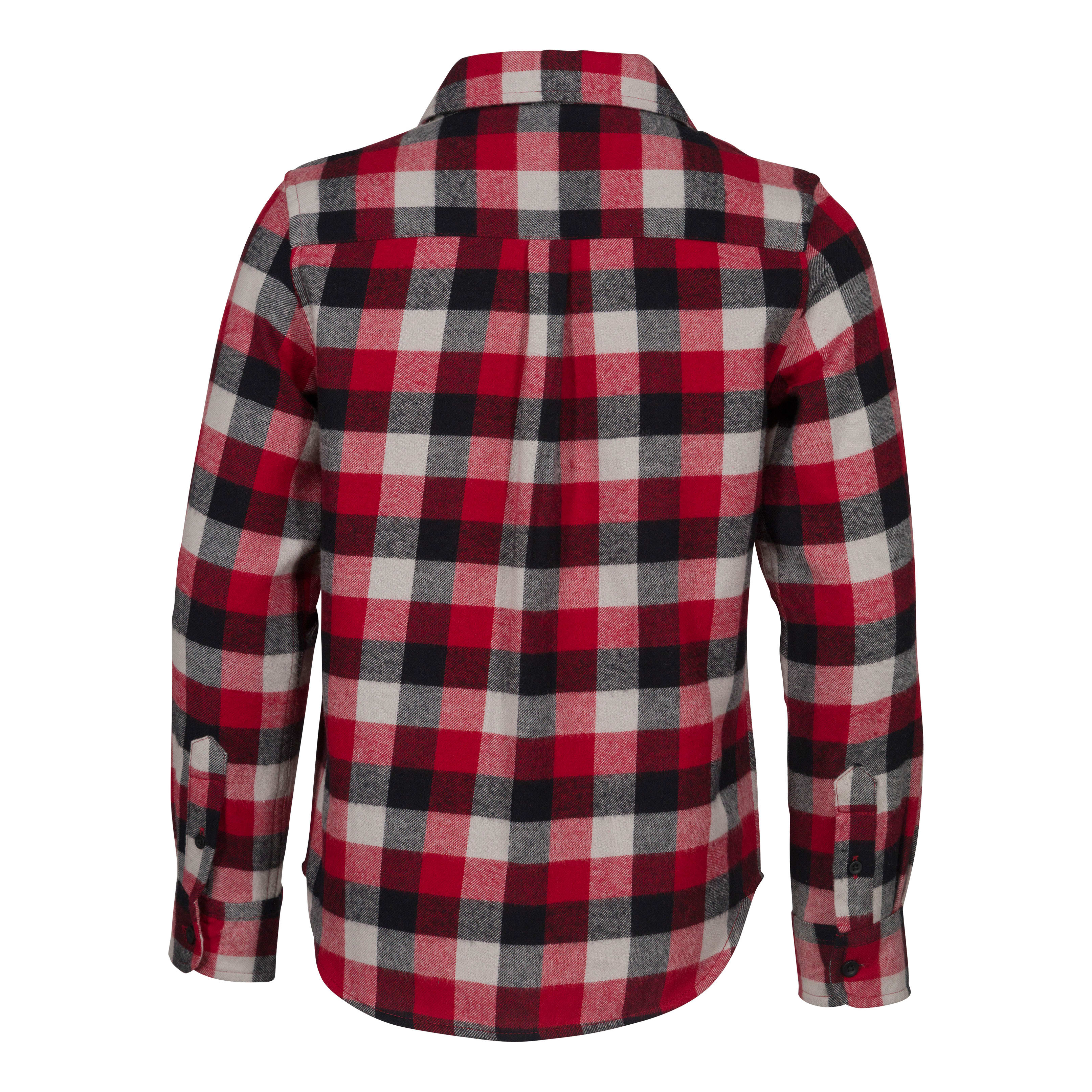 Outdoor Kids Boys' Long-Sleeve Flannel Shirt - Red/Black - Back View