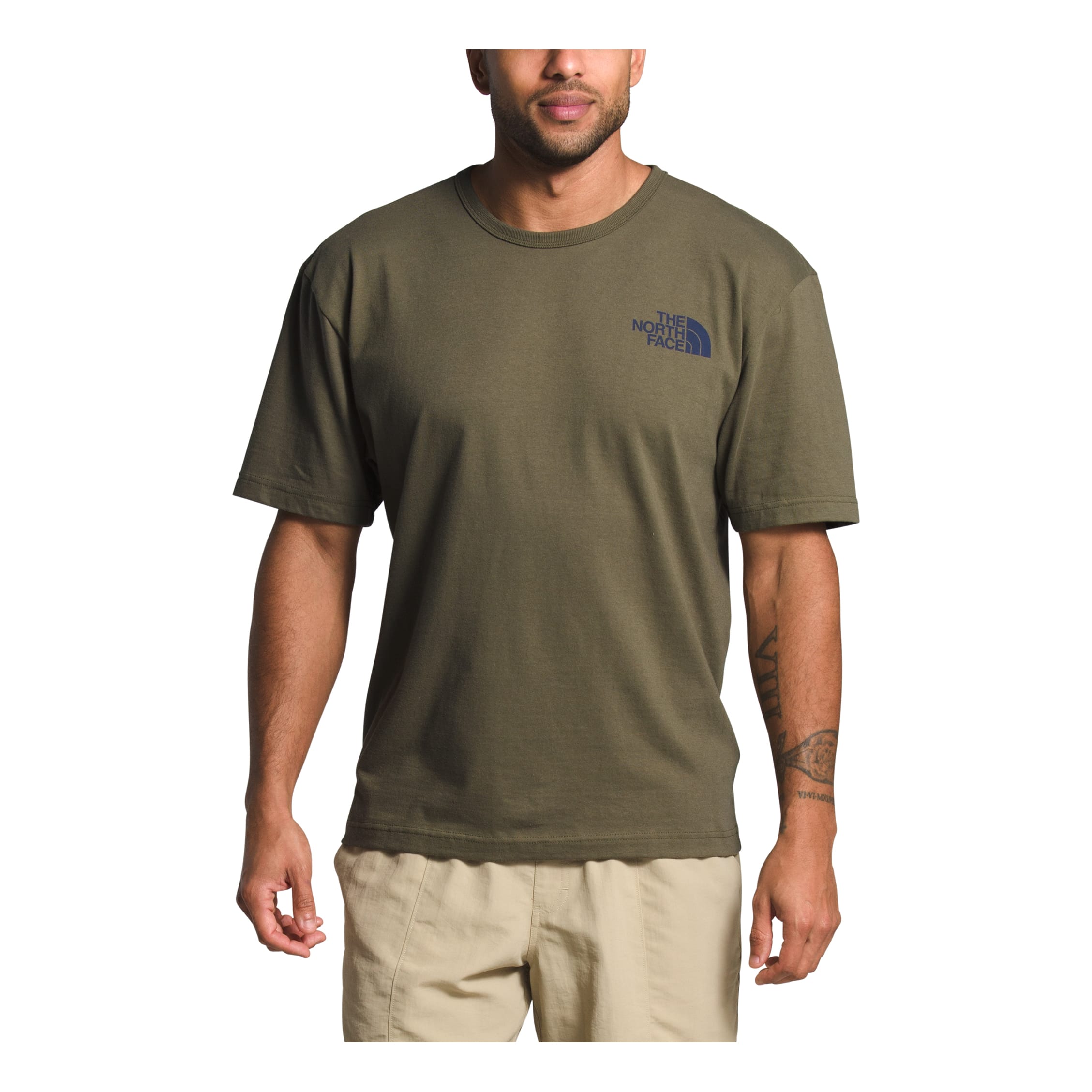 The North Face® Men’s Tonal Bars T-Shirt - Burnt Olive Green - front