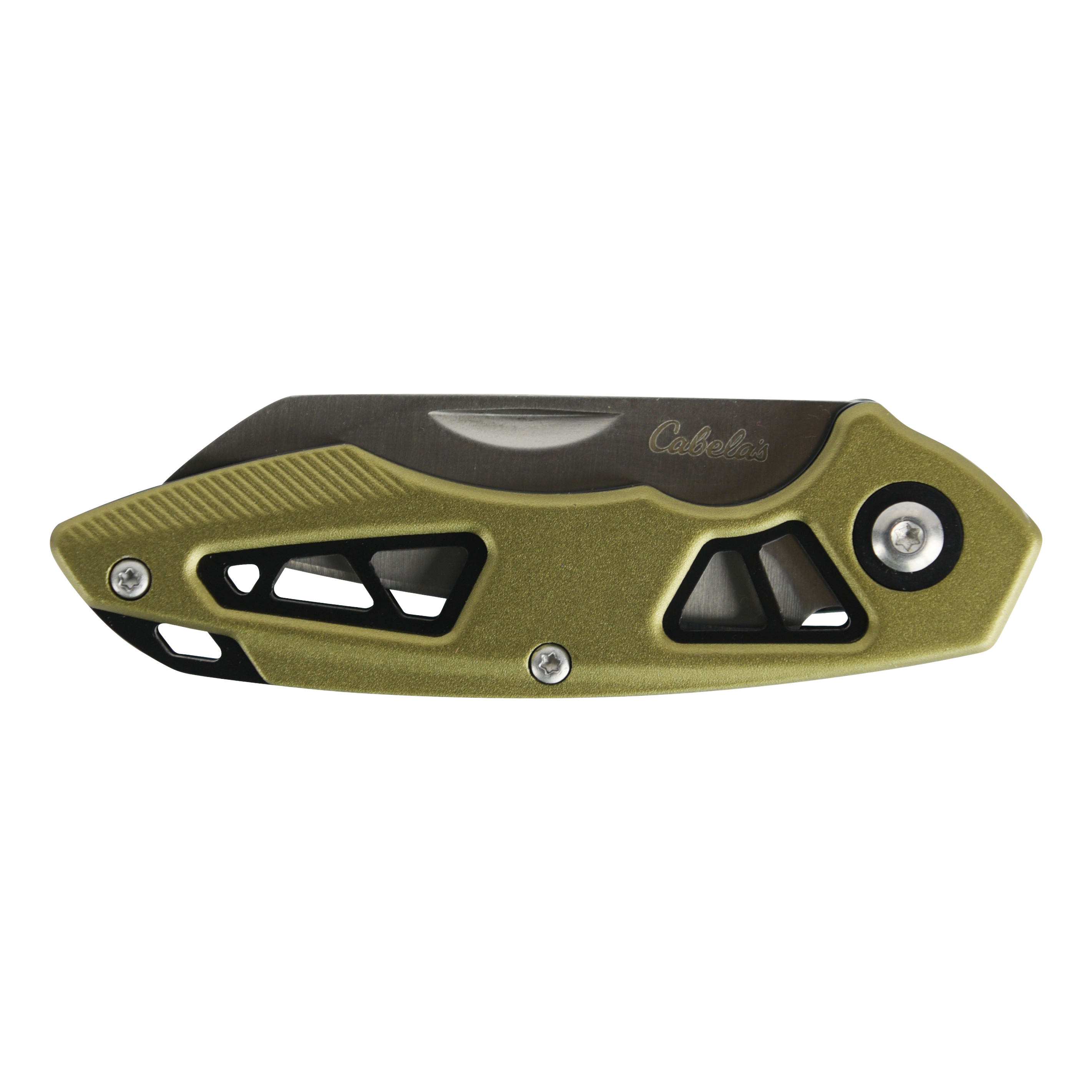 Cabela's Knife and Flashlight Combo with Waterproof Case - Olive - Knife - Closed View