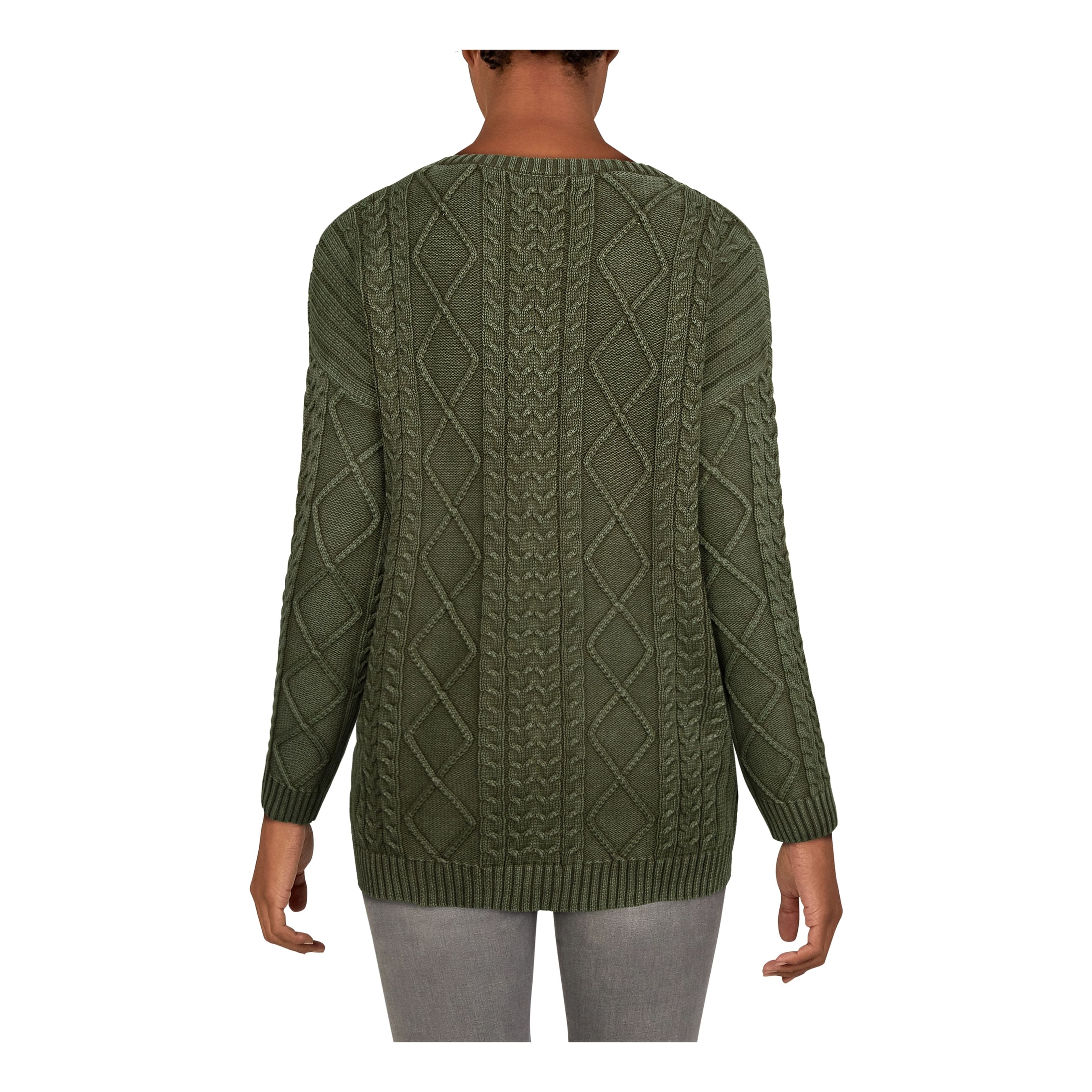 Natural Reflections® Women’s AcidWash CableKnit LongSleeve Sweater