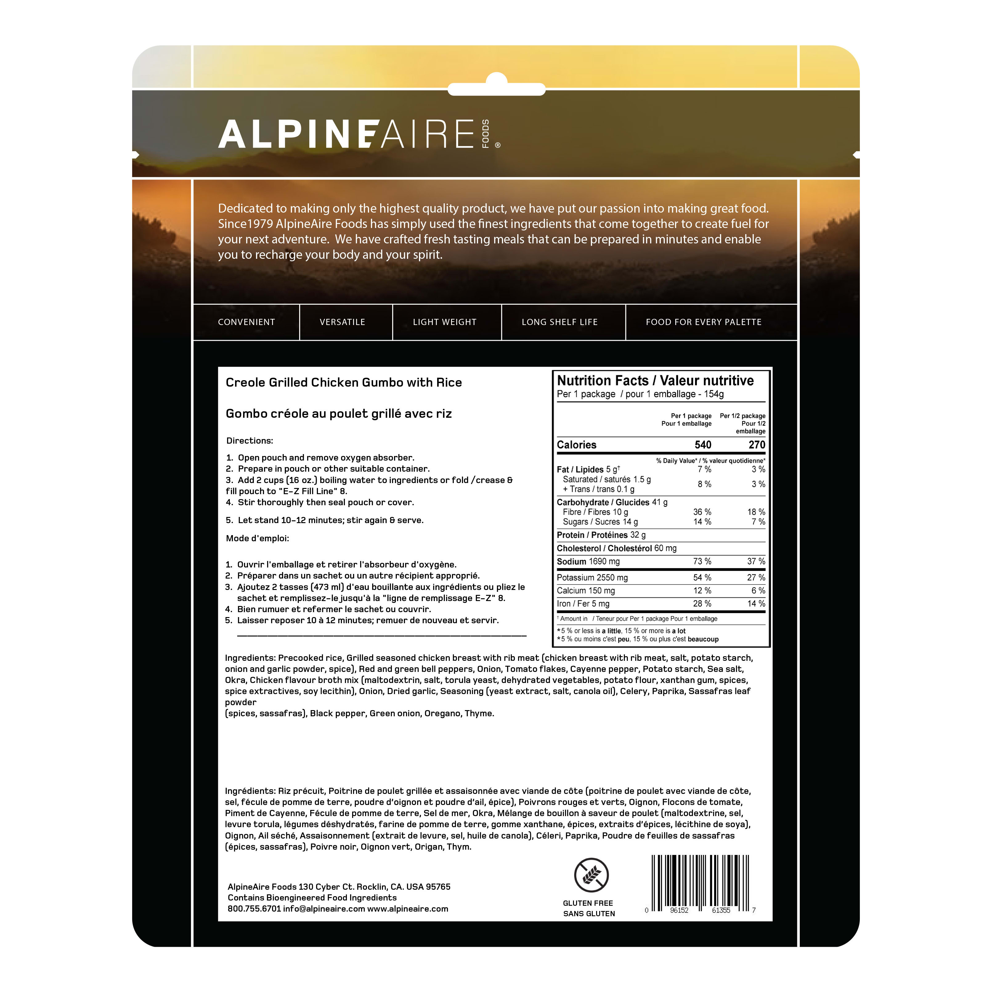 AlpineAire® Creole Style Grilled Chicken Gumbo with Rice