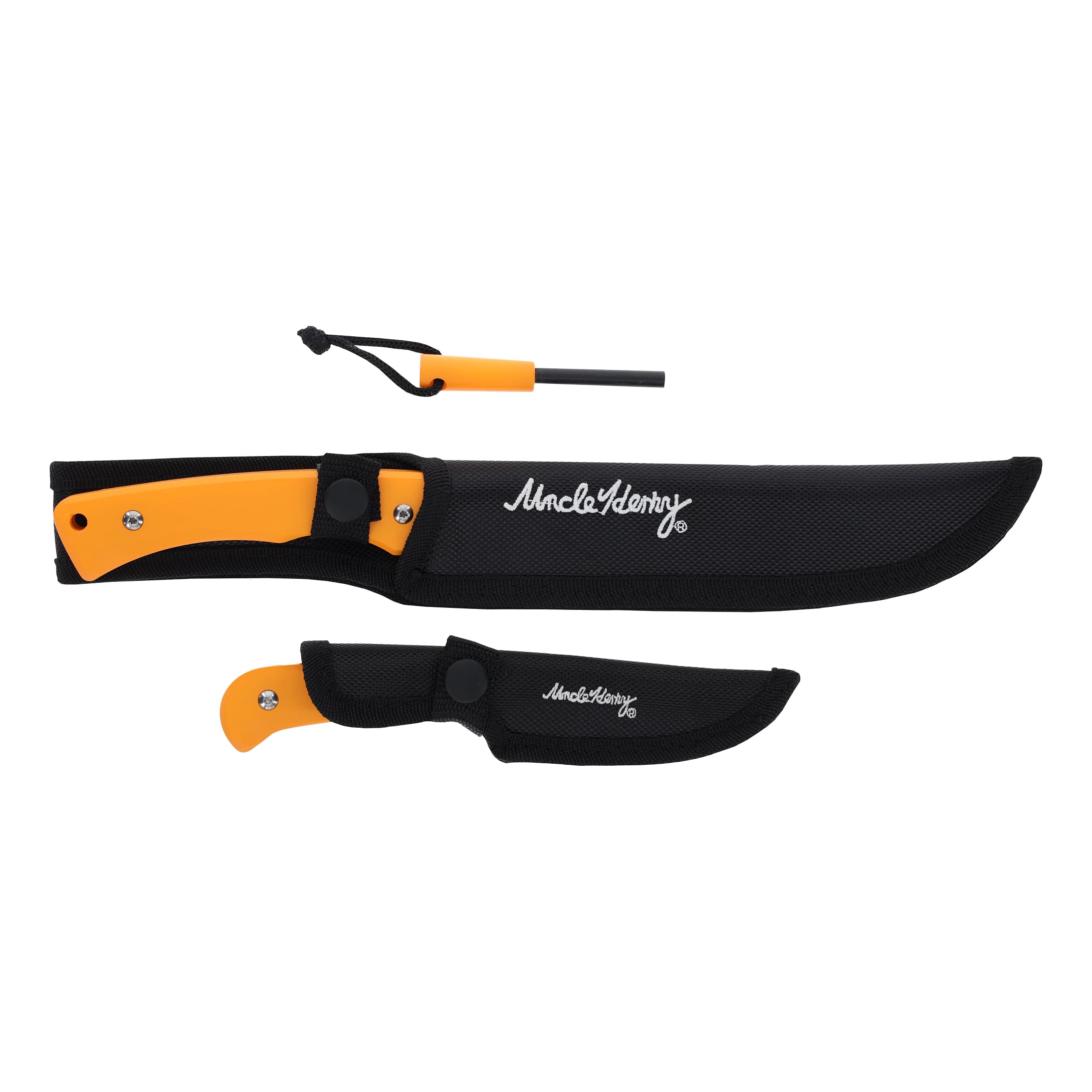 Uncle Henry 3 Piece Bowie and Skinner Fixed Blade Knife Set with Fire