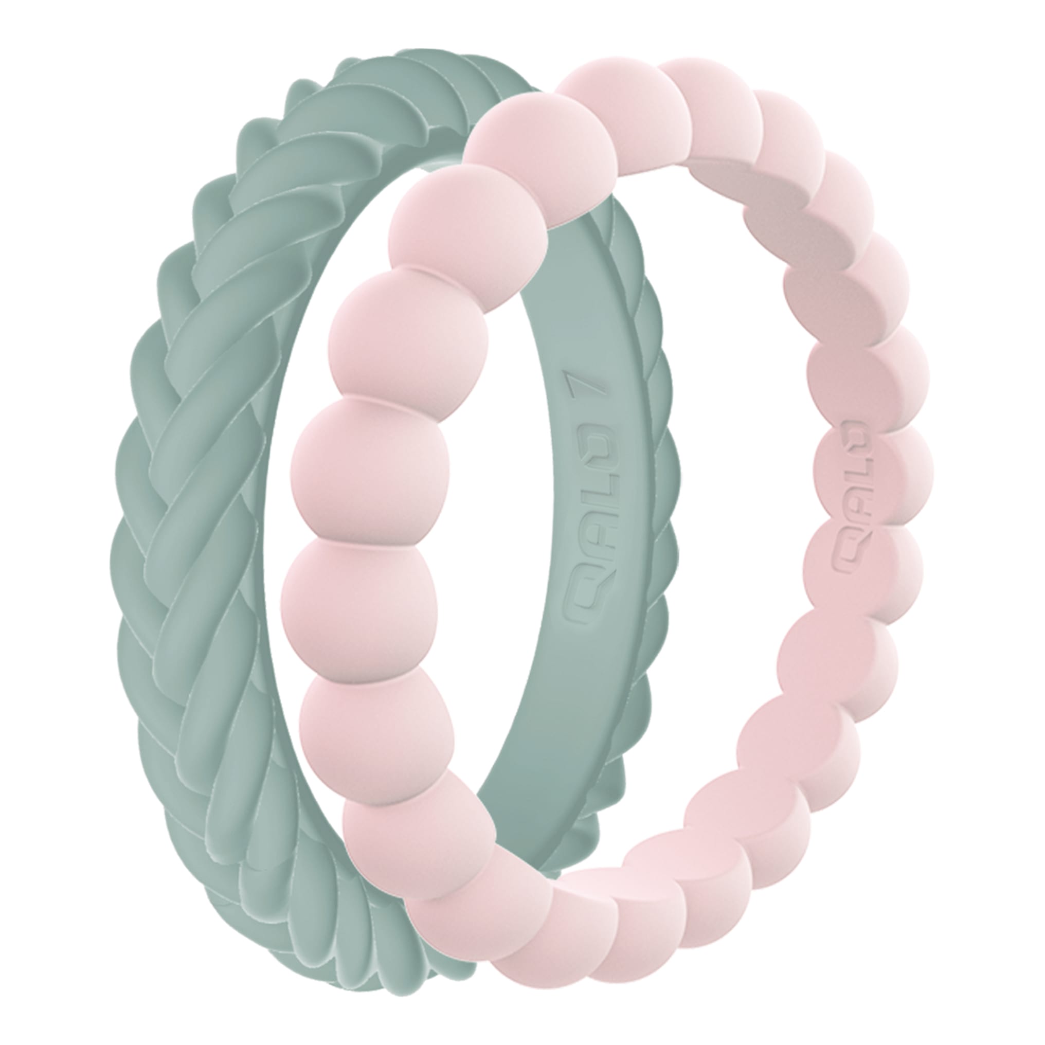 QALO Women's Taking Aim Sage/Pink Stackable Silicone Ring Set Cabela