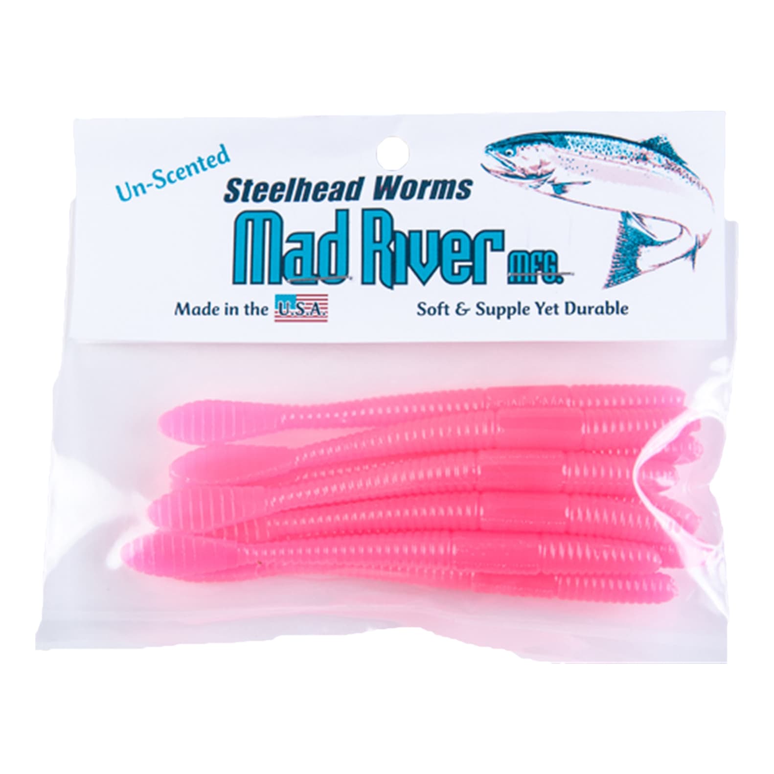 Mad River Unscented Steelhead Worms - Fluorescent Pink