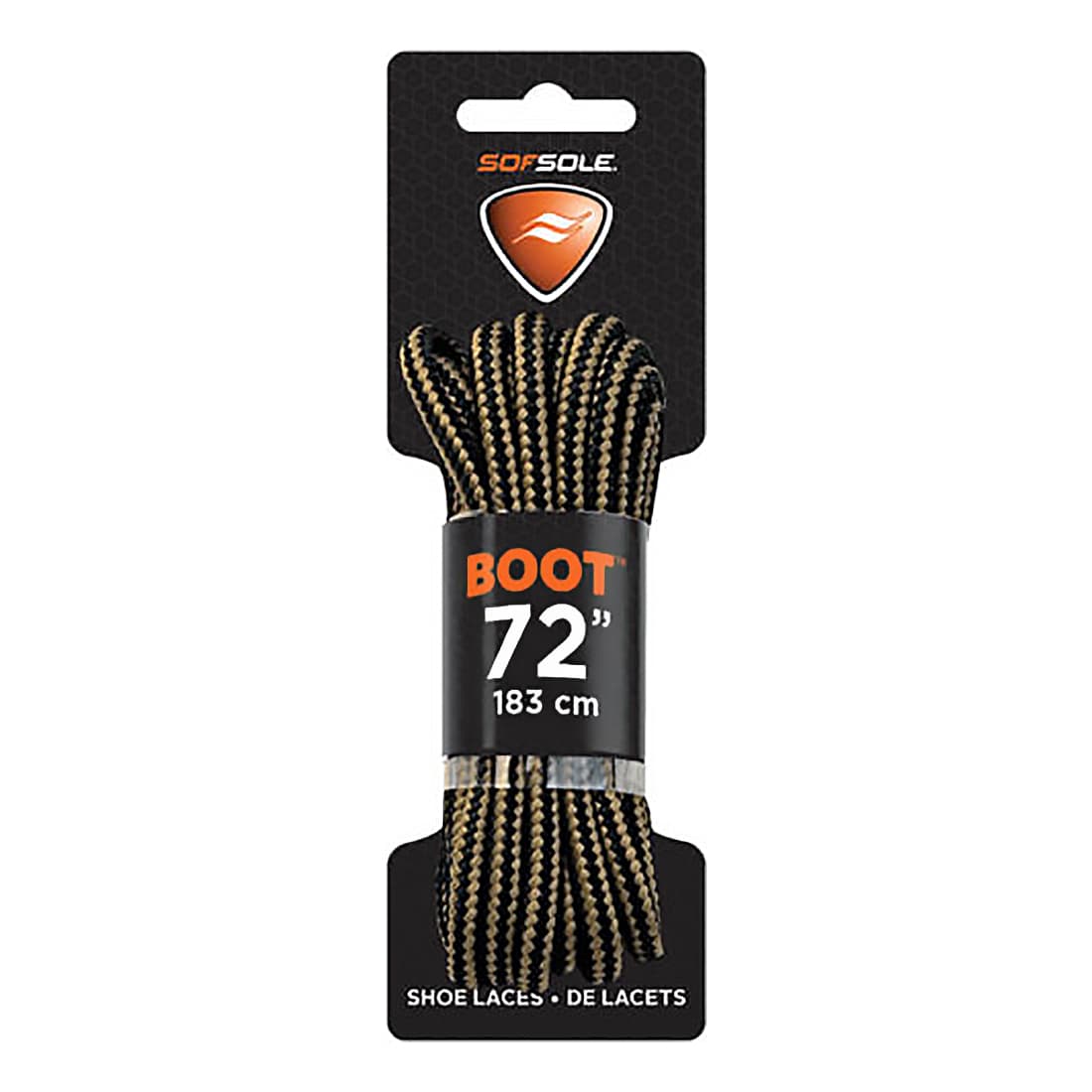 Sof Sole Waxed Boot Laces - 72" - Black/Tan
