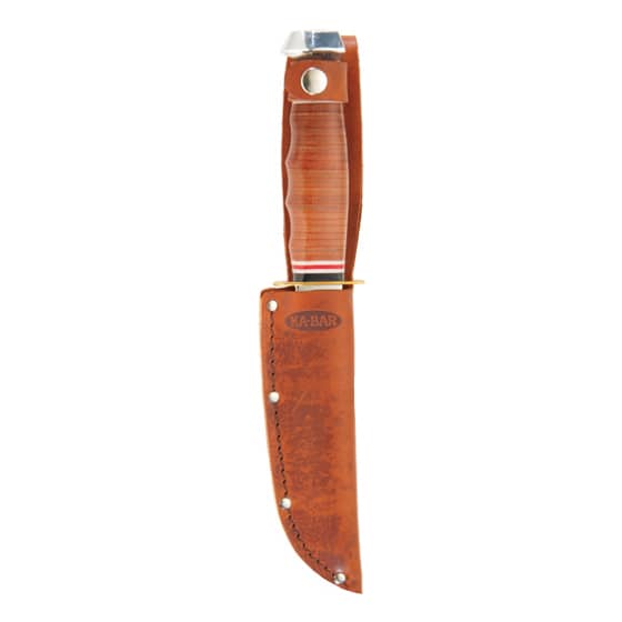 KA-BAR® Leather Handled Hunter Fixed Blade Knife - In Sheath