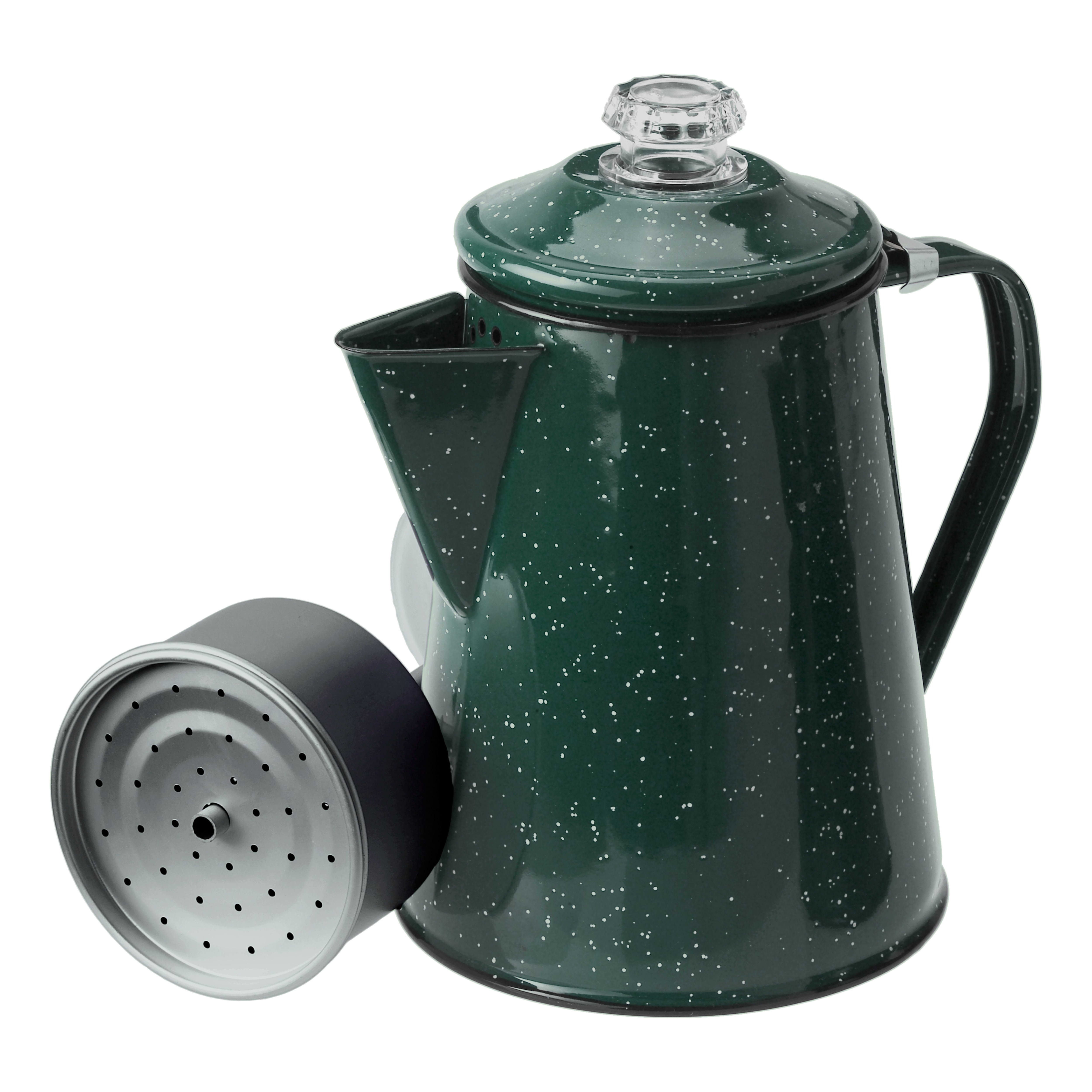 GSI Outdoors Stainless Green Pioneer Enamel 12 Cup Percolator