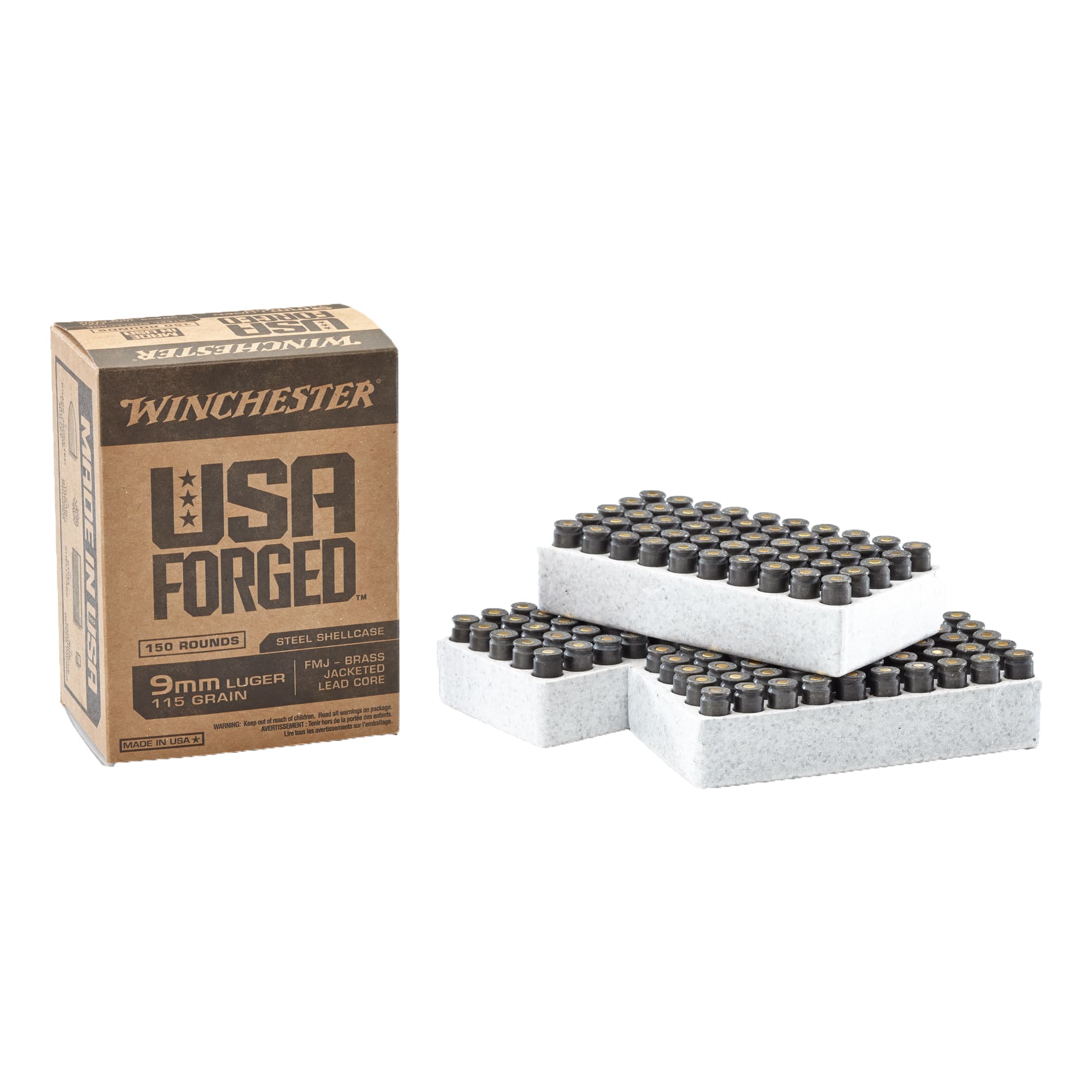 Winchester® USA Forged Steel Case Handgun Ammunition - 150 Rounds