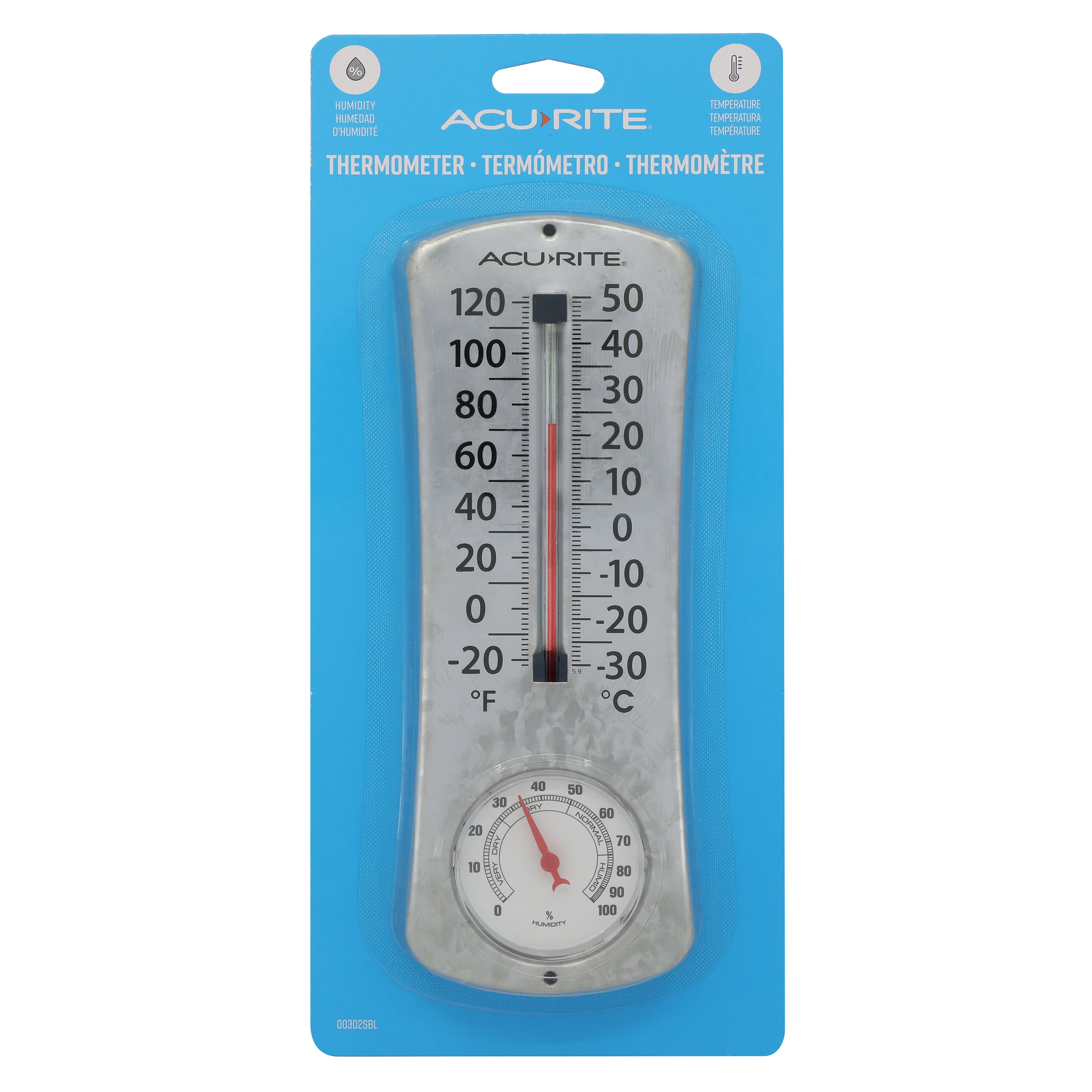 AcuRite® 8.5-Inch Galvanized Thermometer/Hygrometer for Indoor or Outdoor Temperature and Humidity