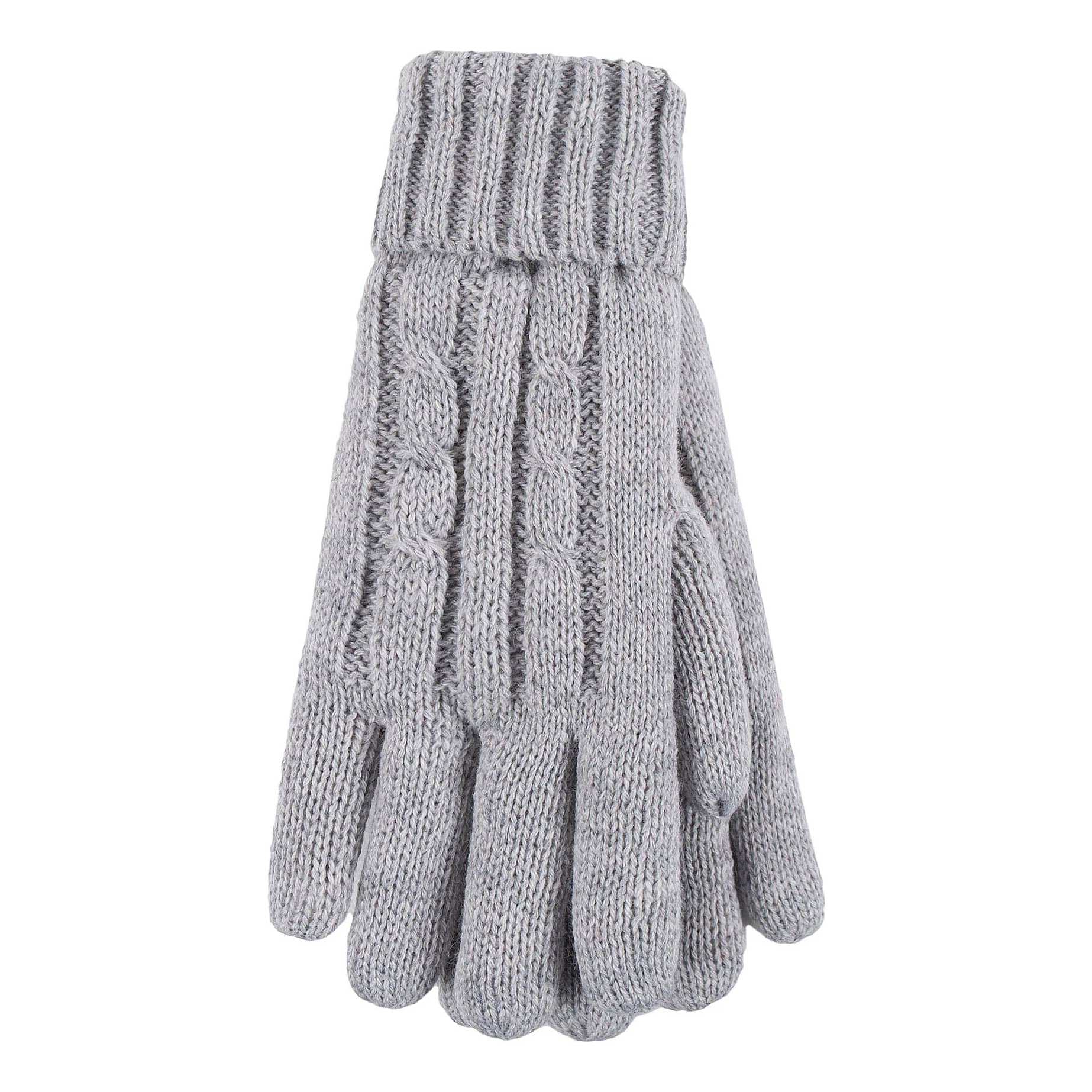Heat Holders® Women’s Cable Knit Gloves - Cloud Grey Twist