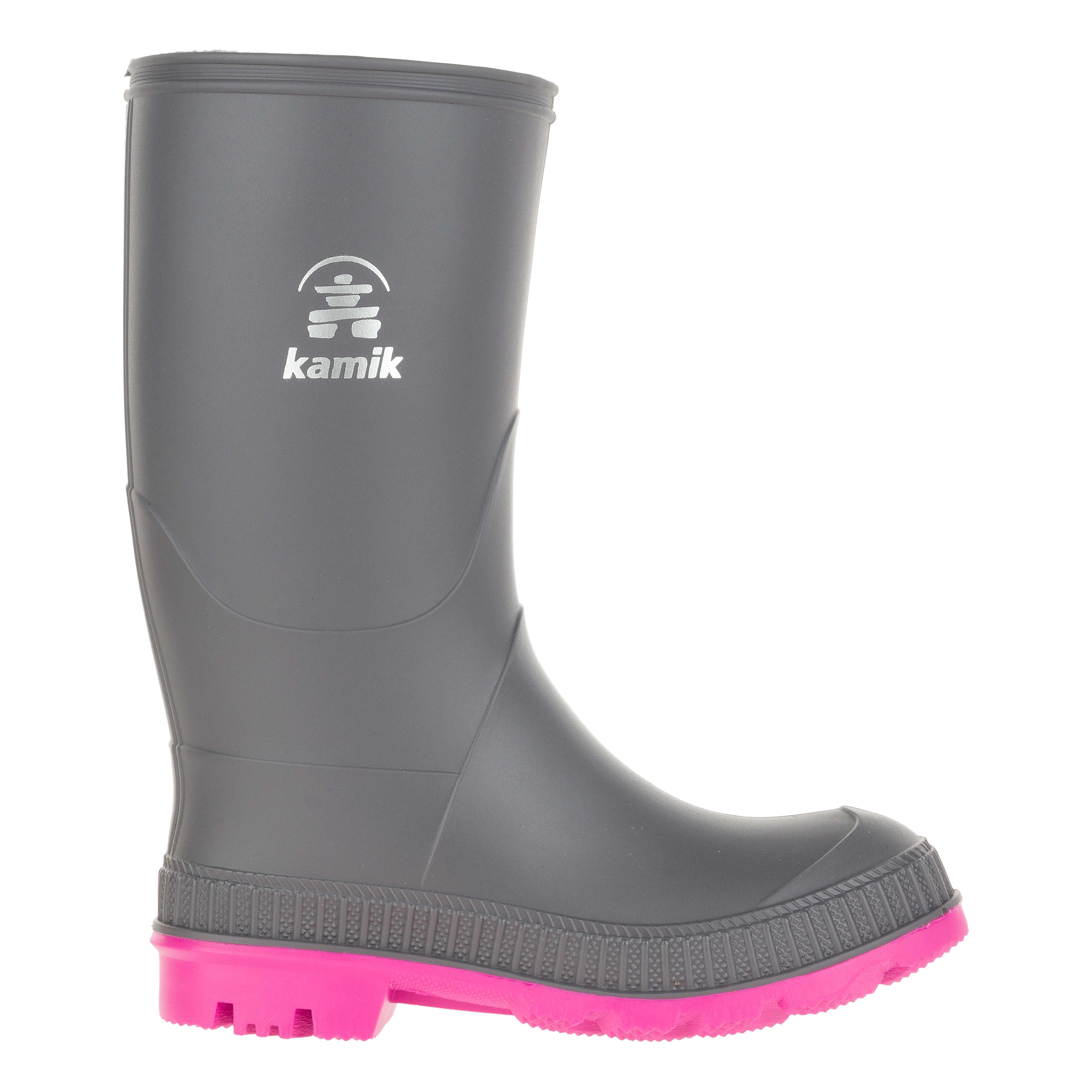 Kamik Stomp Rain Boot Charcoal Magenta - Size 6