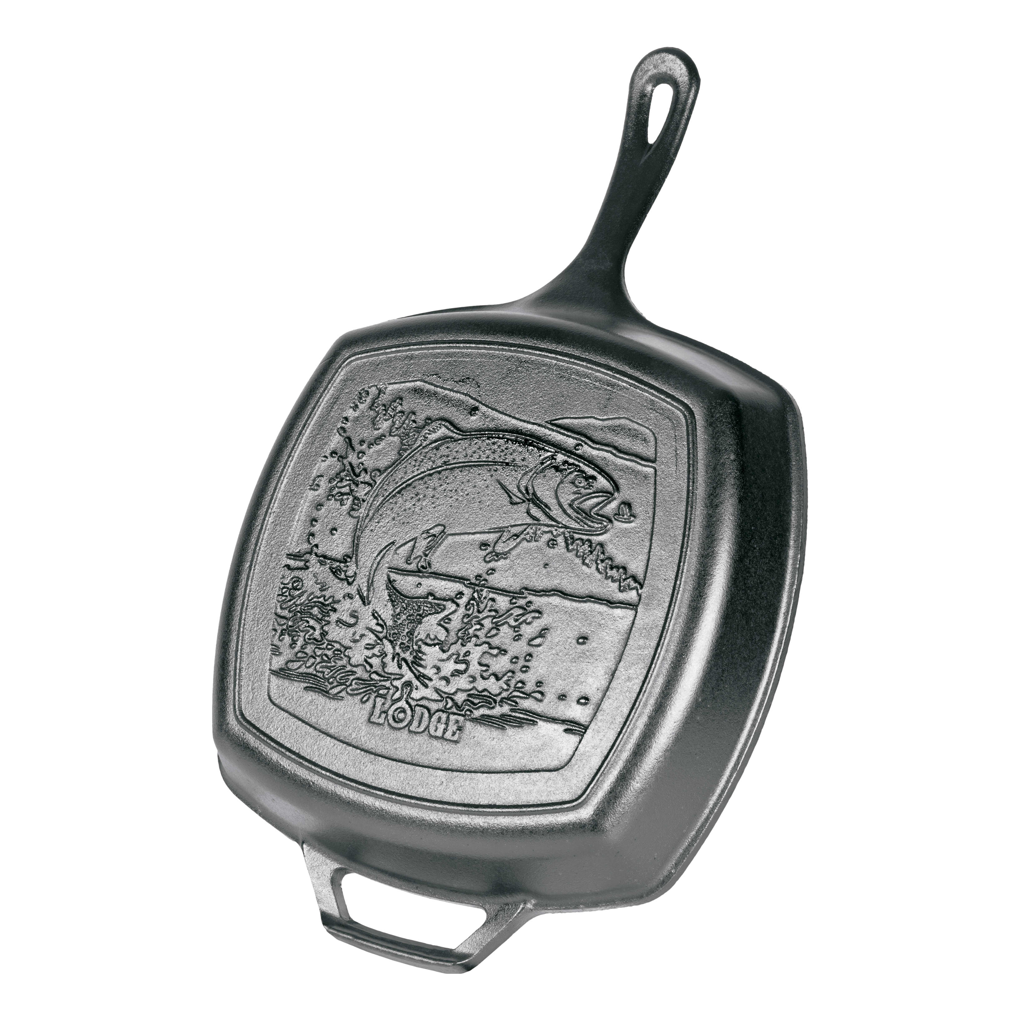 Lodge's Wildlife Series 10.5" Cast Iron Square Grill Pan – Trout
