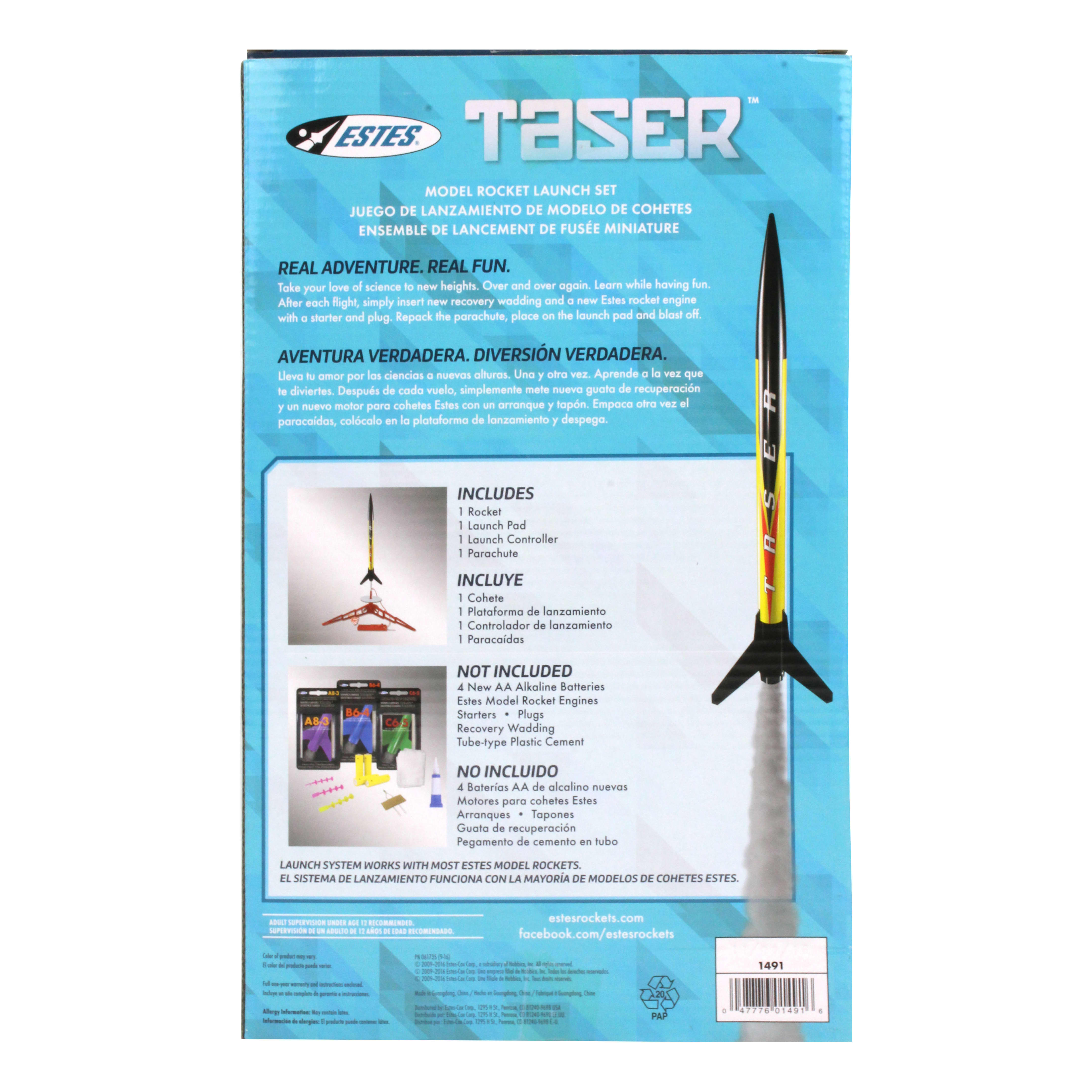 Estes Taser Rocket Launch Set - Packaging View - Back