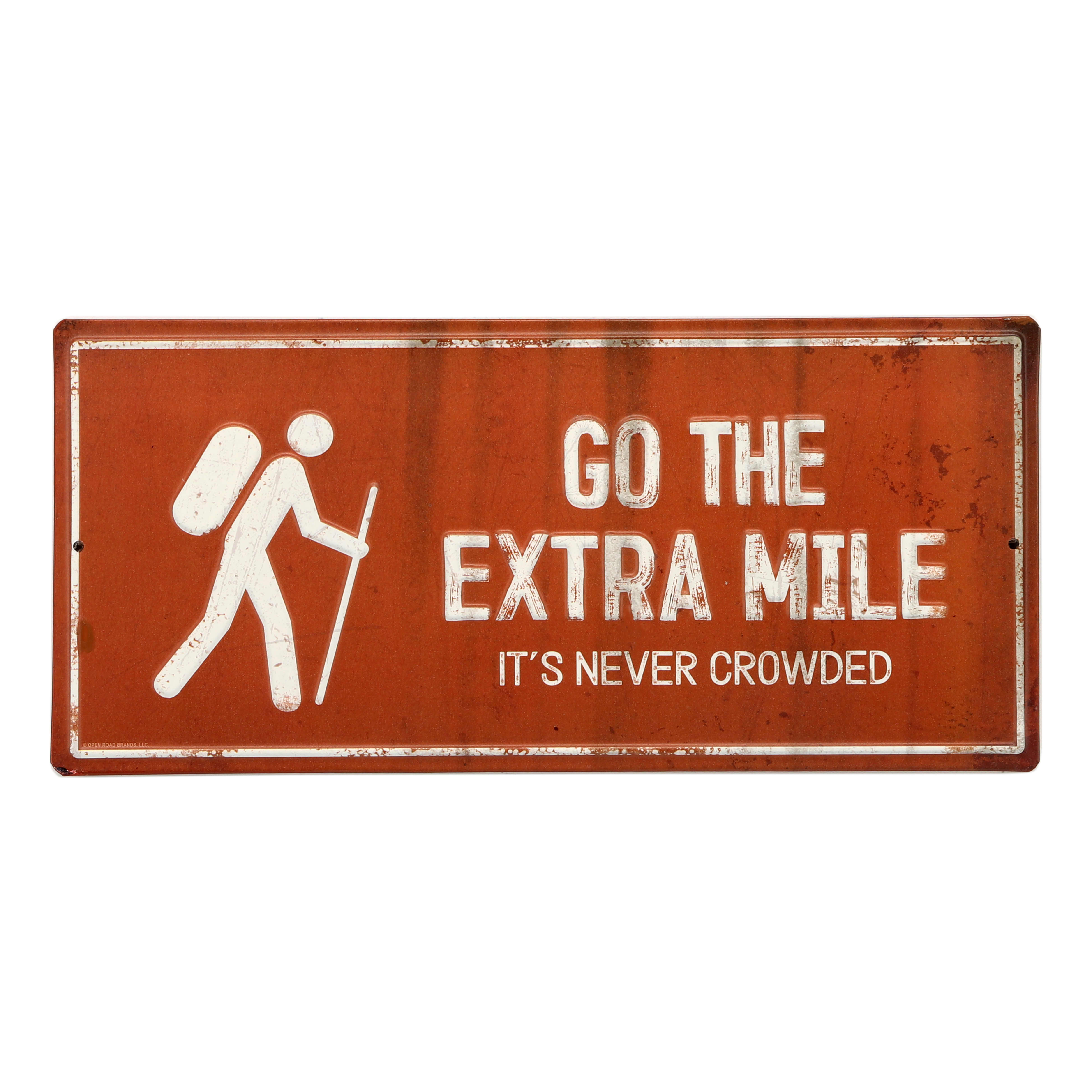 Open Roads Go The Extra Mile Die Cut Embossed Metal Sign