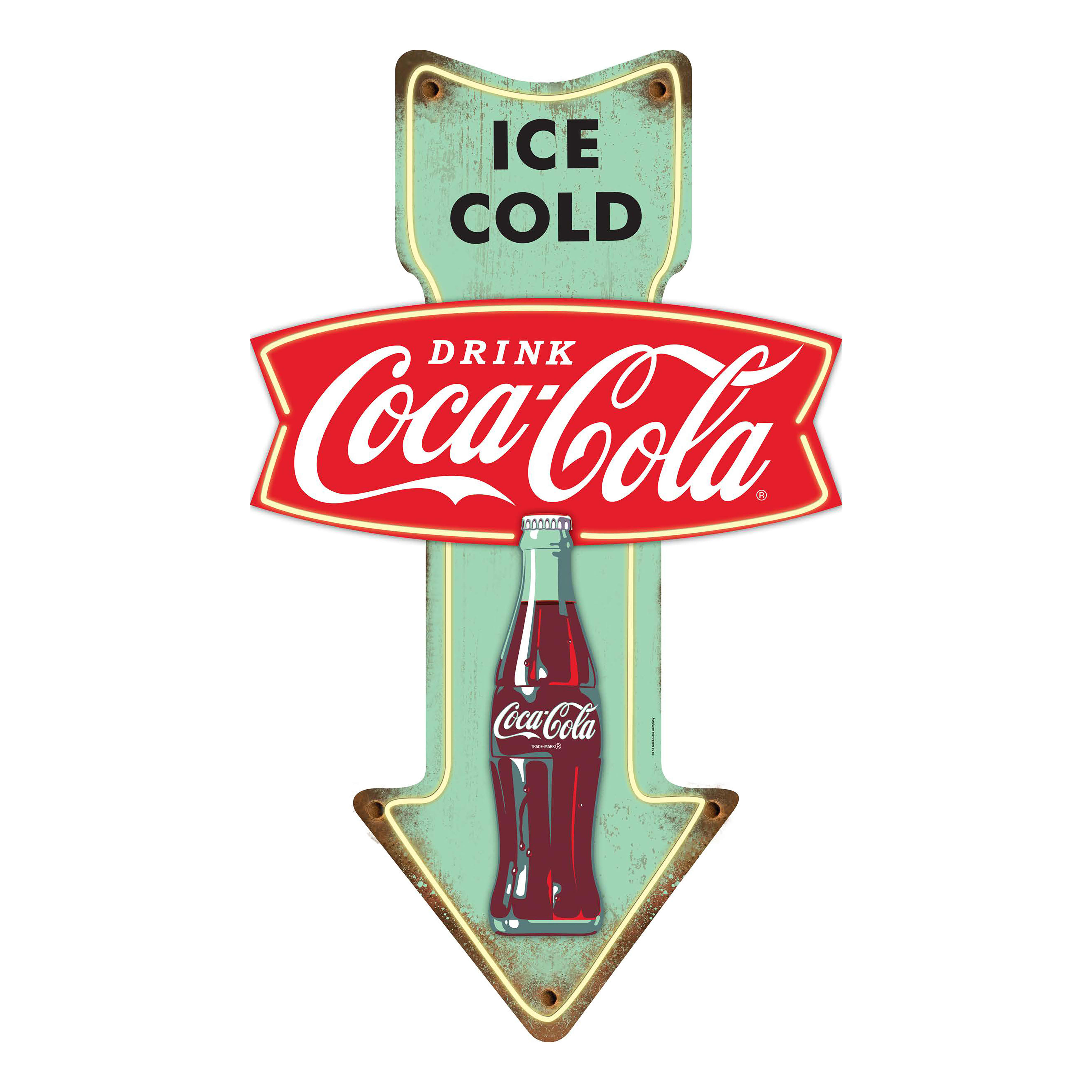 Open Roads Die Cut Ice Cold Coca-Cola Sign