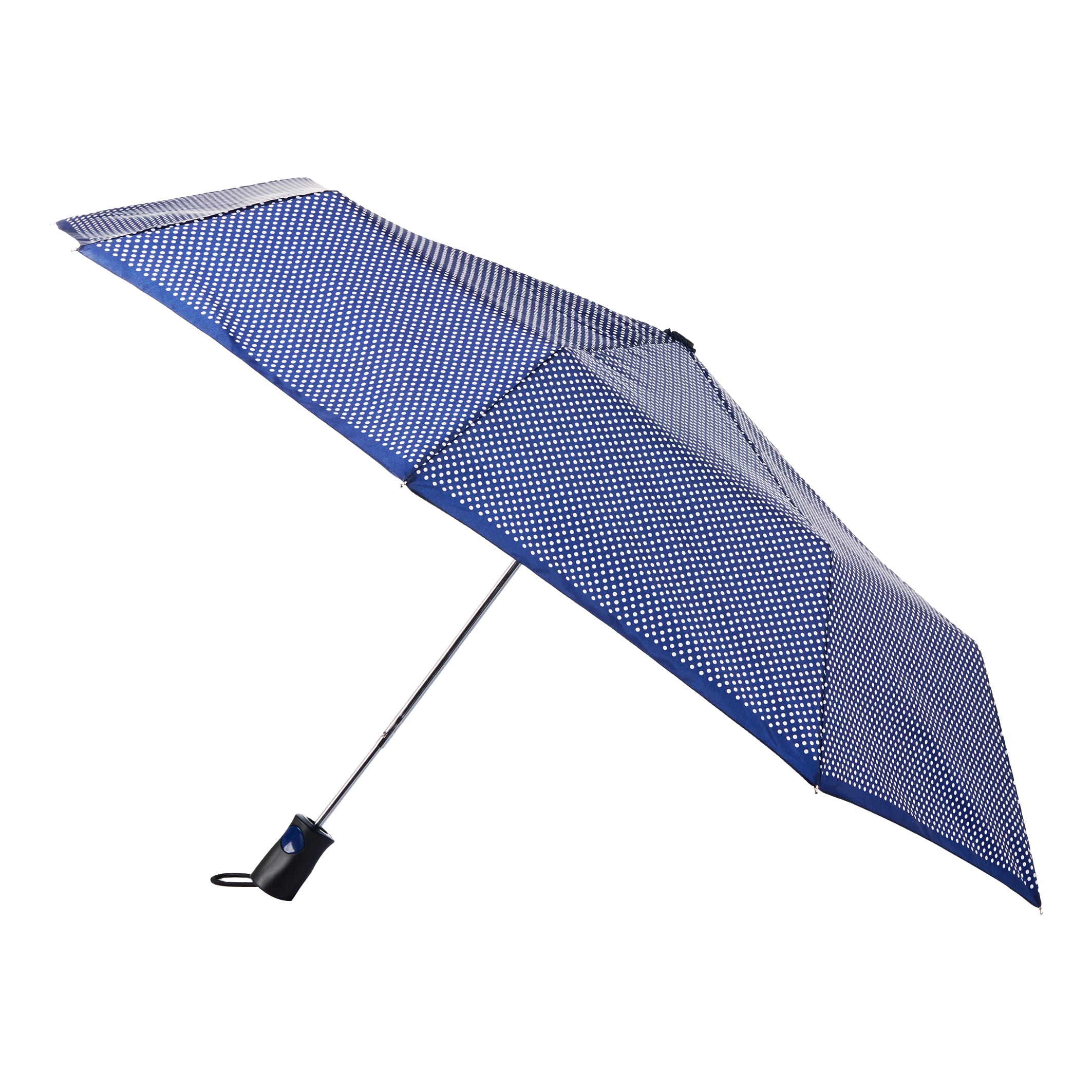 Totes Automatic Compact Sunguard® and NeverWet® Umbrella - Navy Dot