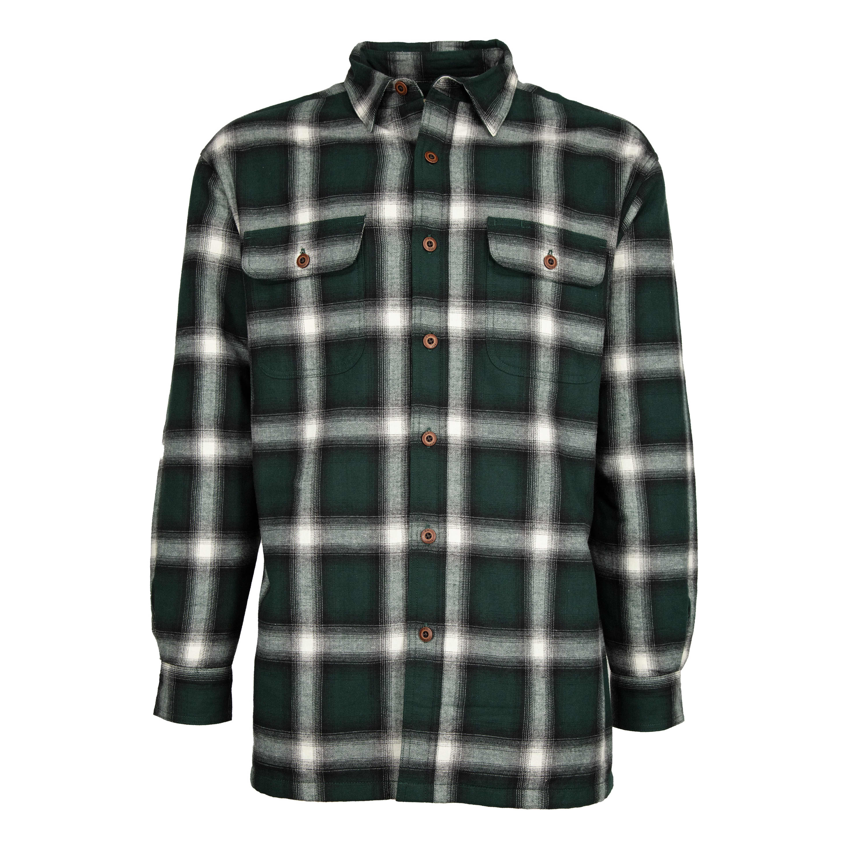 RedHead® Men’s Fleece-Lined Plaid Flannel Shirt - Green Ombre Plaid