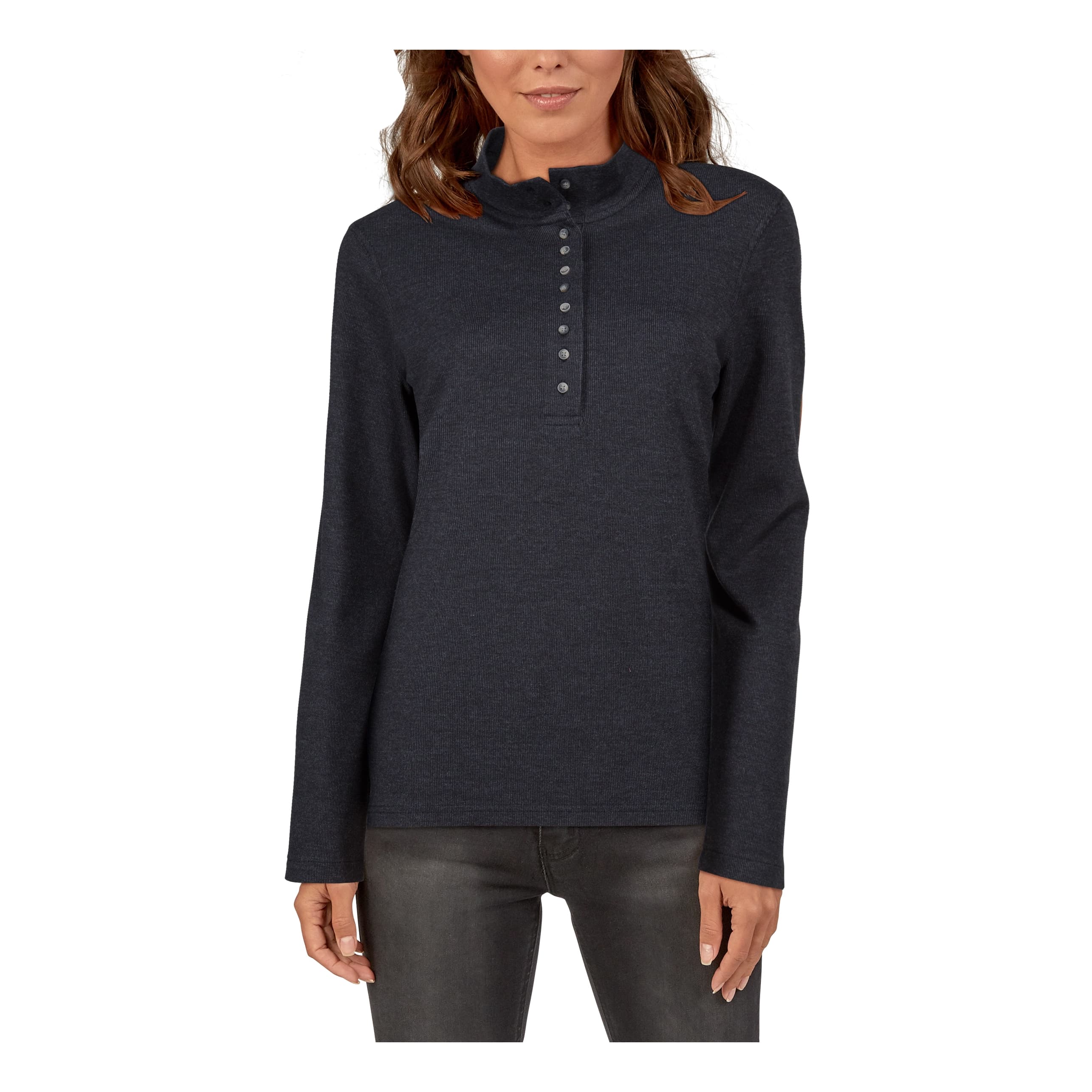 Natural Reflections® Women’s 10-Button Mock Turtleneck - Anthracite