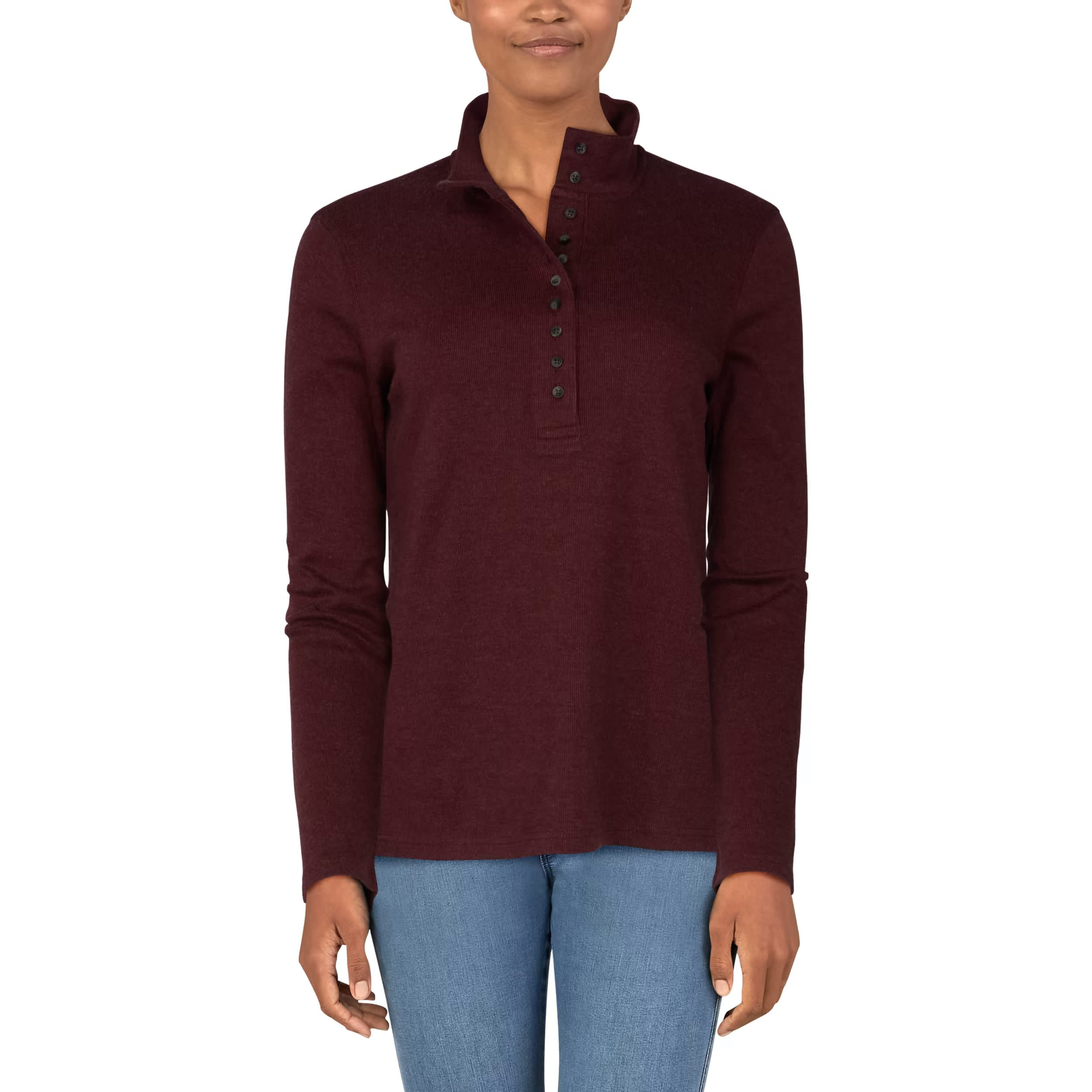 Natural Reflections® Women’s 10-Button Mock Turtleneck