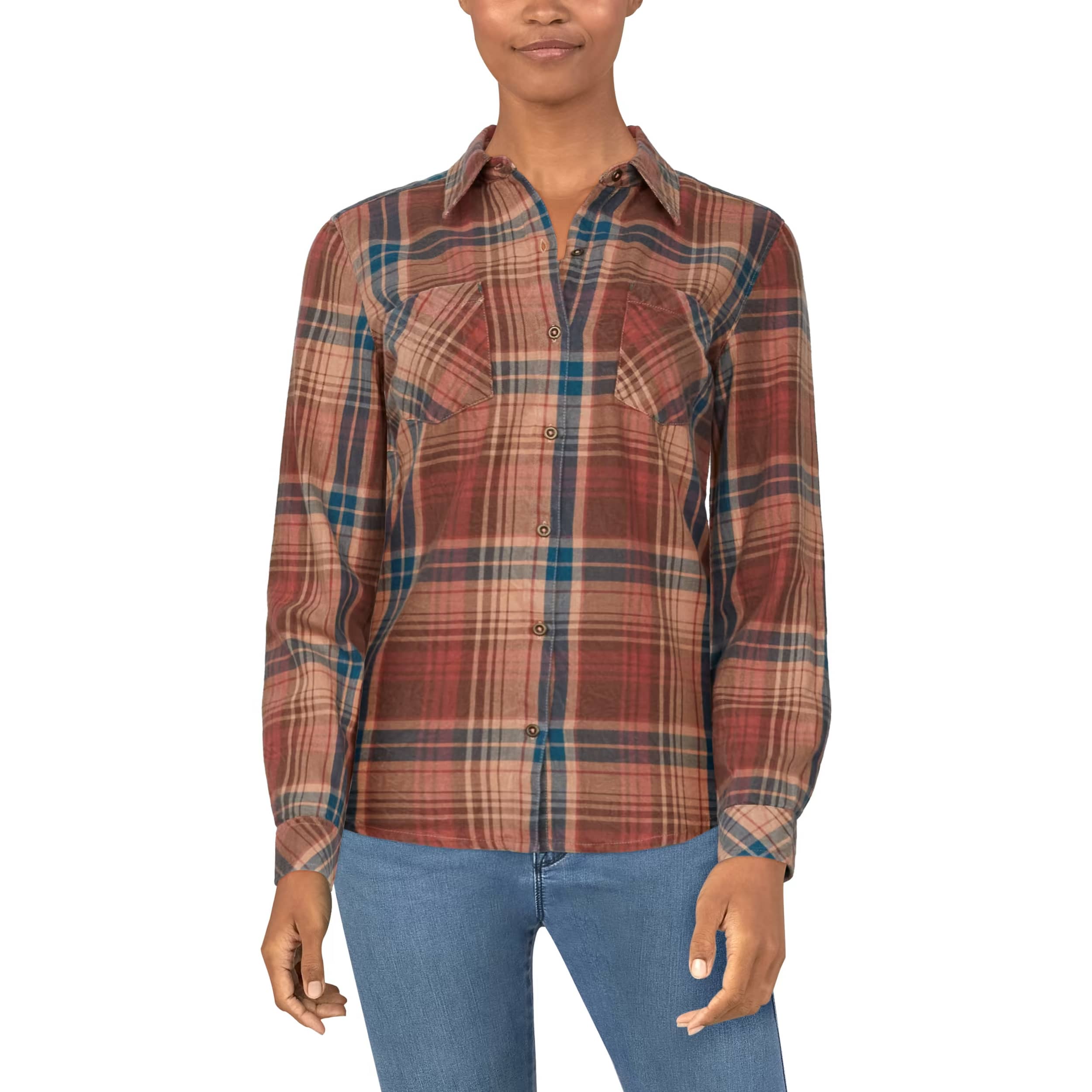 Natural Reflections® Women’s Acid-Washed Plaid Shirt