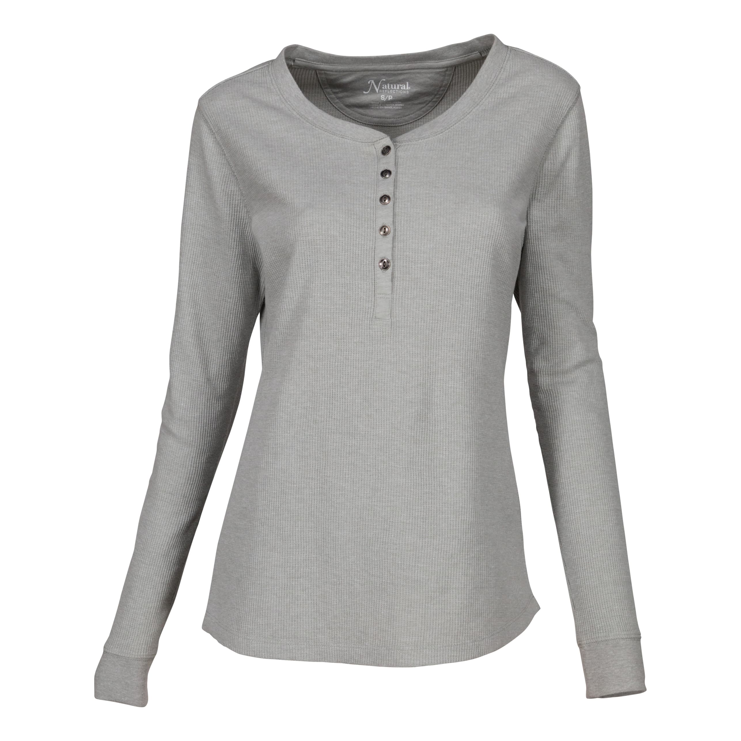 Natural Reflections® Women’s Thermal Henley Shirt - Heather Grey