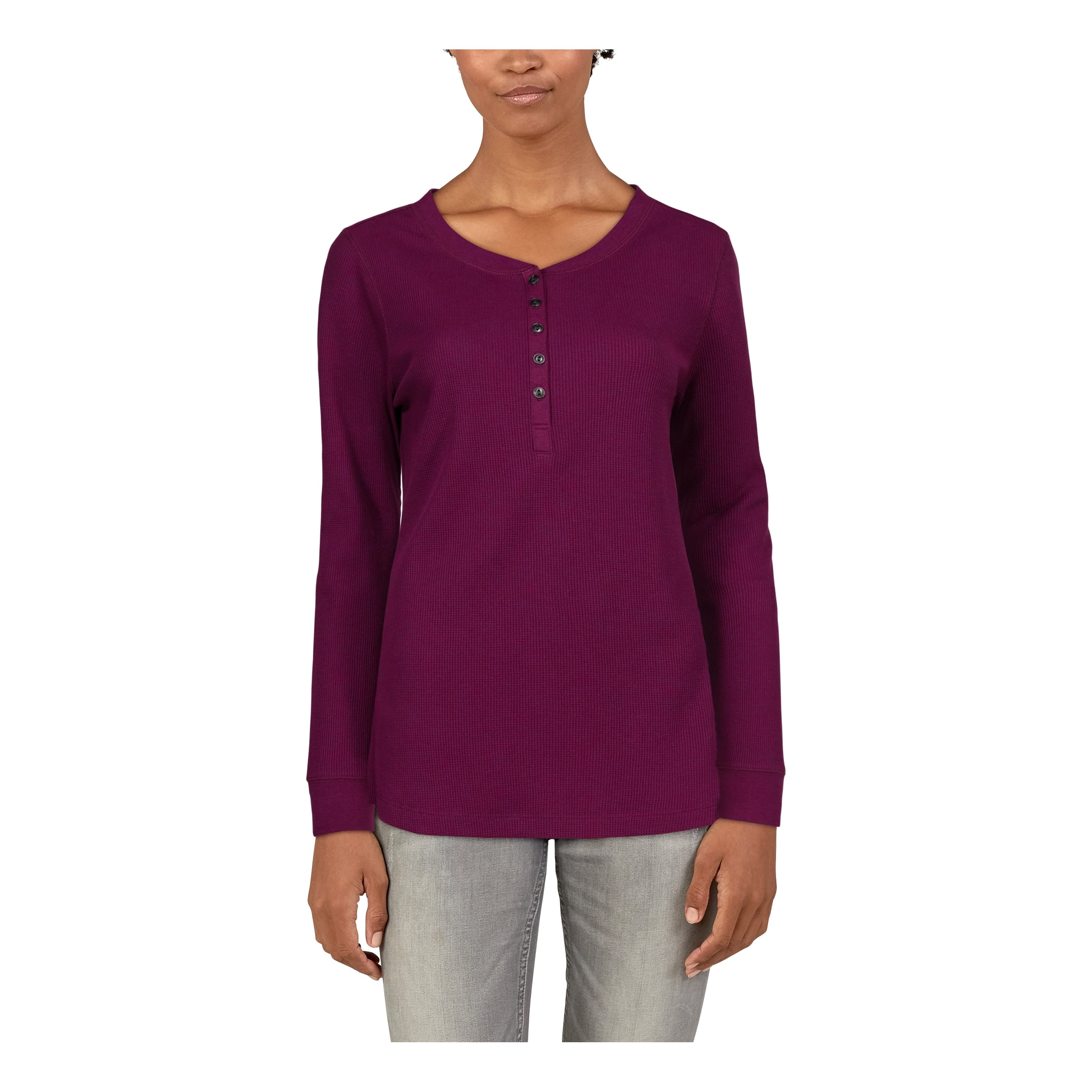 Haute Edition Women's Henley T-Shirt Top with Lace Long Sleeve