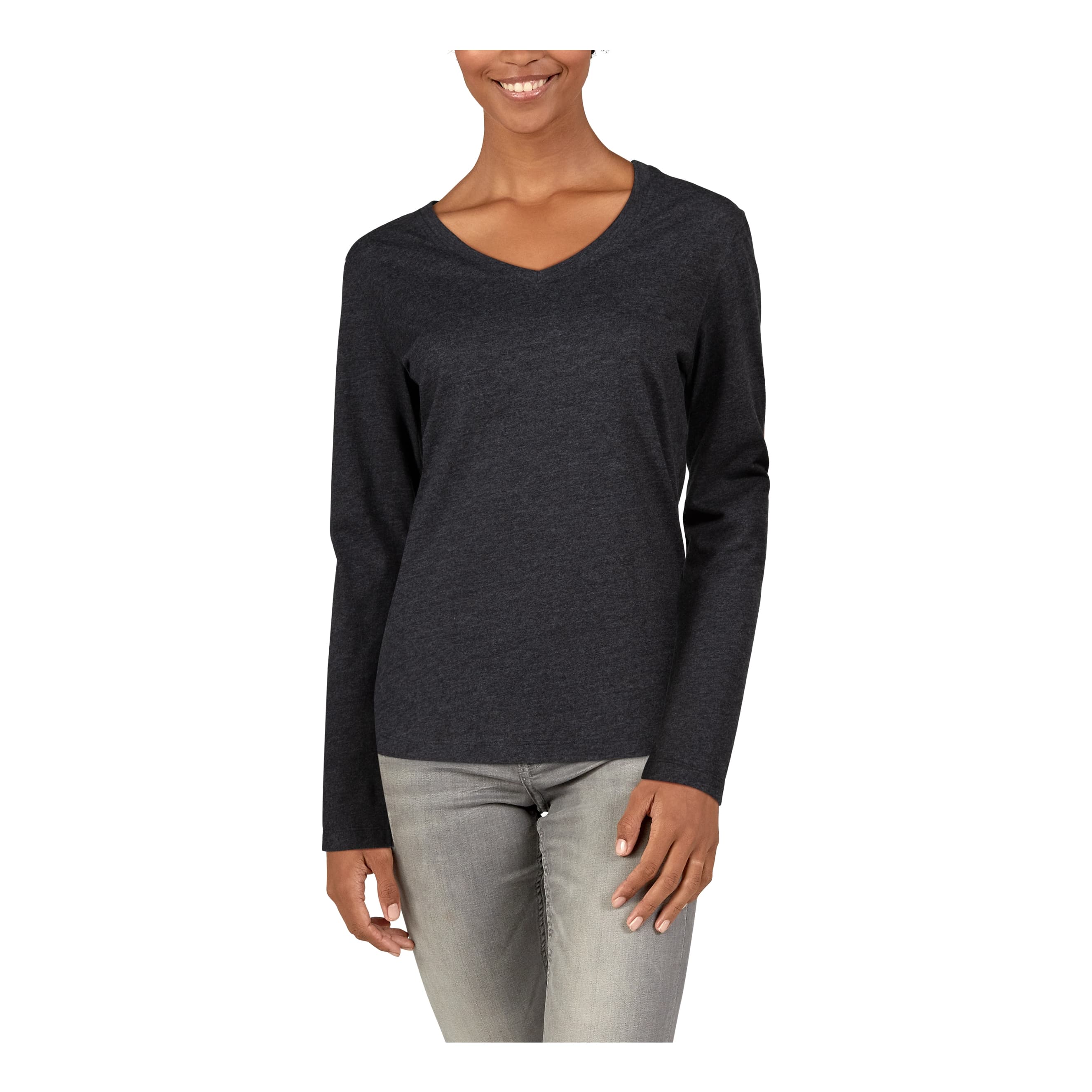 Natural Reflections® Women’s Essential V-Neck T-Shirt - Anthracite