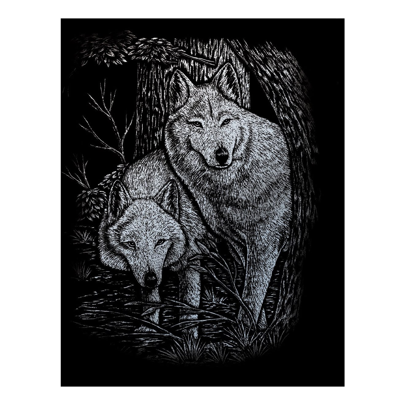 Silver Foil - Wolves in Woods