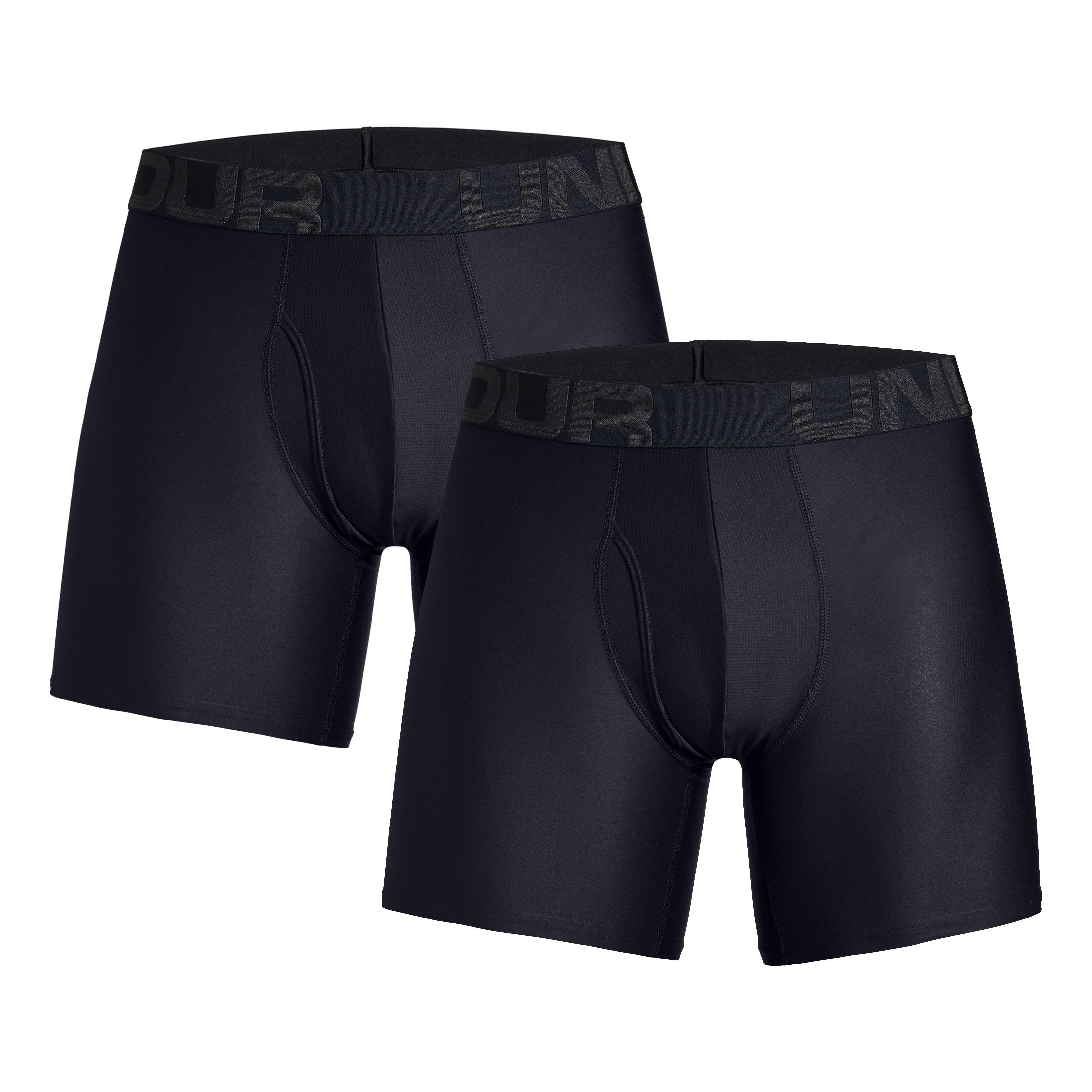 Under Armour® Men’s Tech™ 6" Boxerjock® – 2-Pack - Black/Black