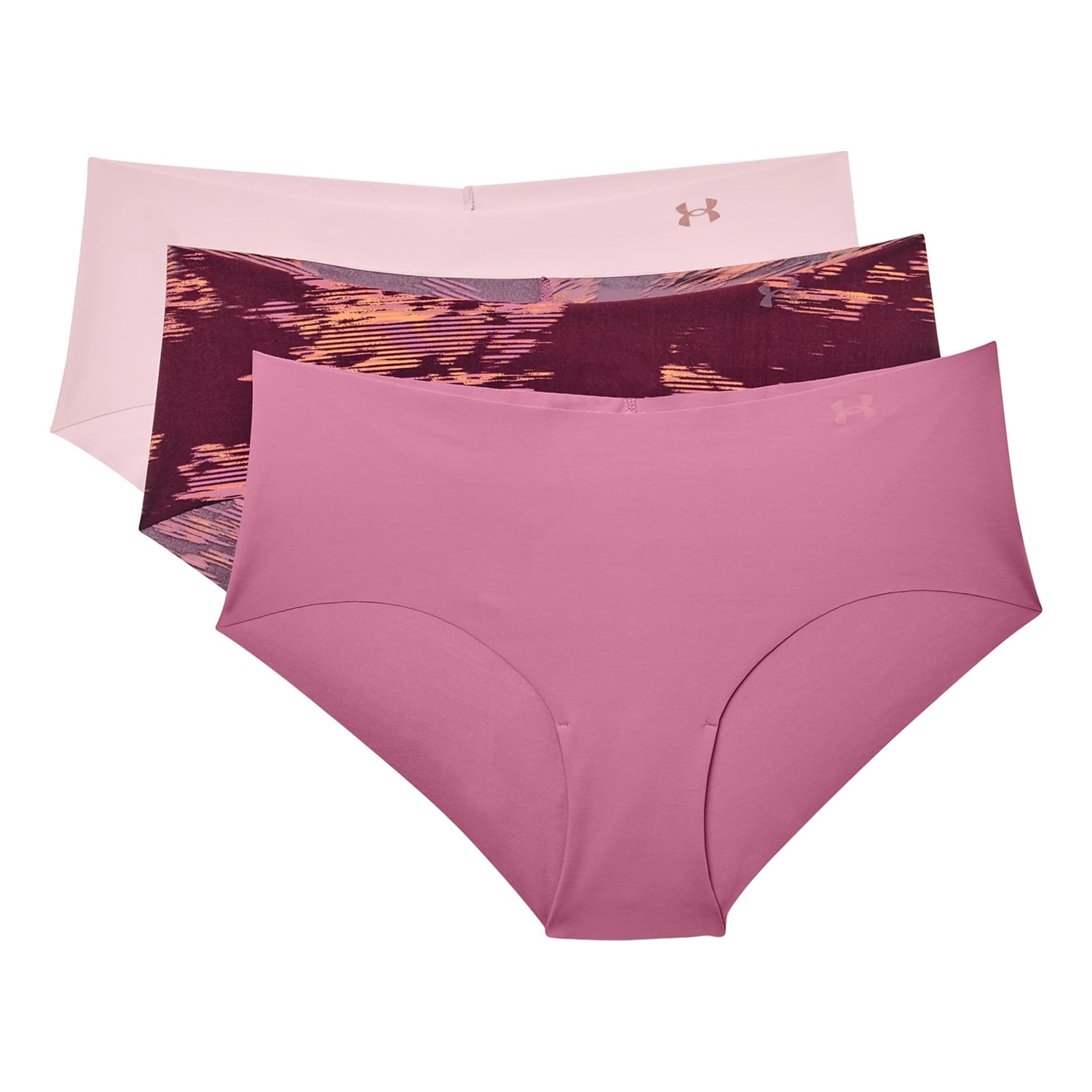 Under Armour® Women’s Pure Stretch Printed Hipster Bottom – 3-Pack - Pace Pink