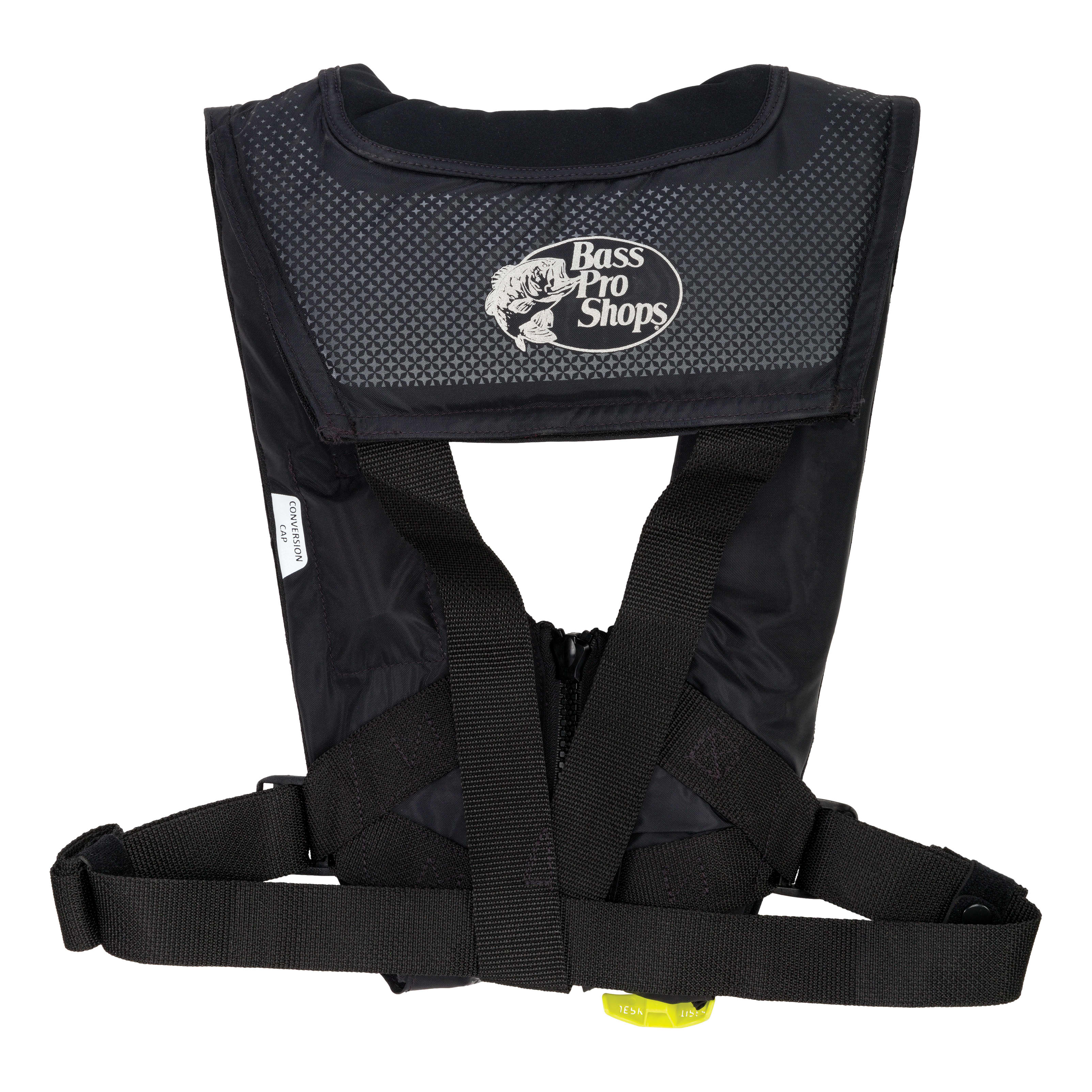 Bass Pro Shops® AM 33 All-Clear™ Auto/Manual-Inflatable Life Vest - Black - Back View