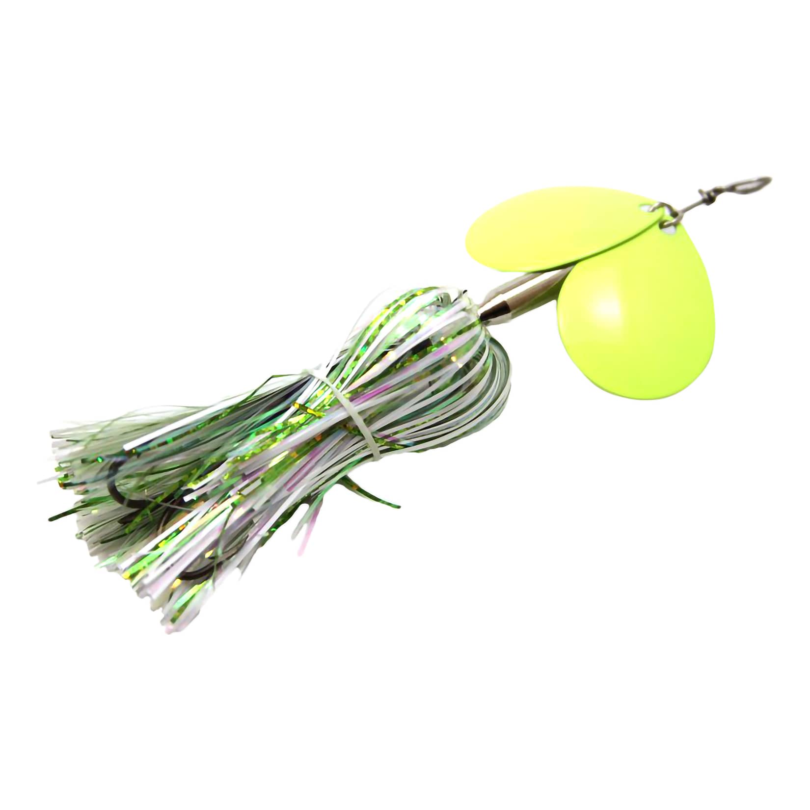 Musky Mayhem Micro Double Cowgirl Spinner - White Chartreuse