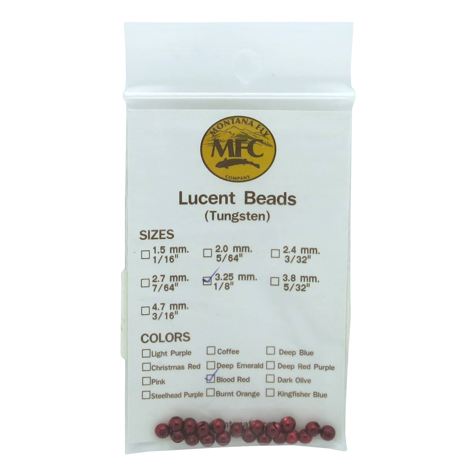 Montana Fly Company Tungsten Lucent Beads - 1/8" - Blood Red