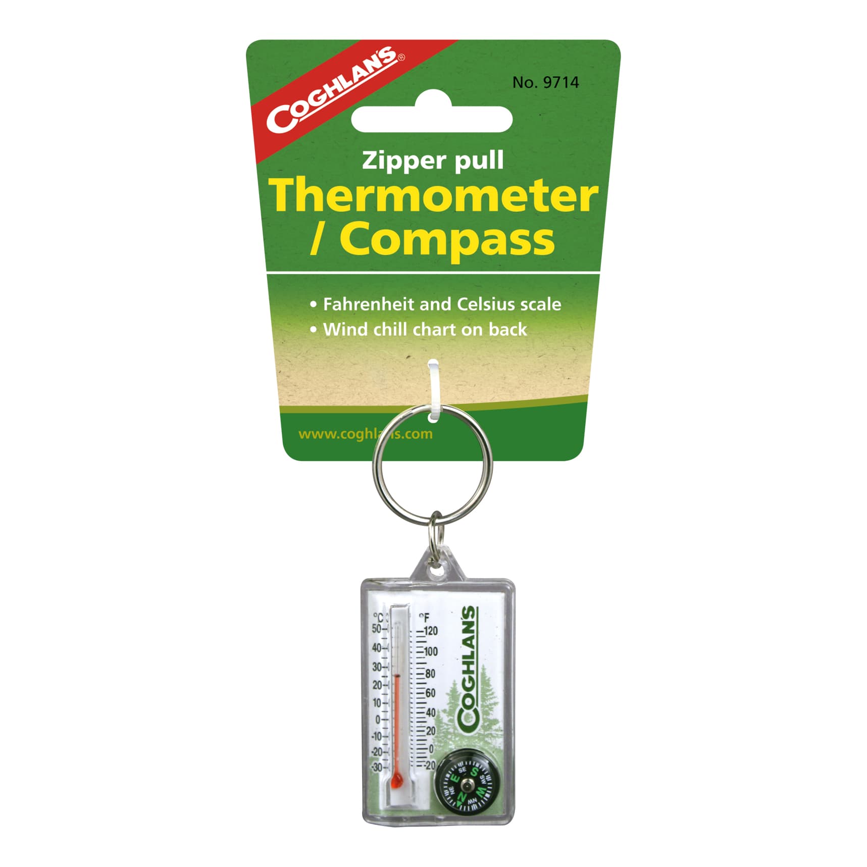 Coghlan's Zipper Pull Thermometer With Compass