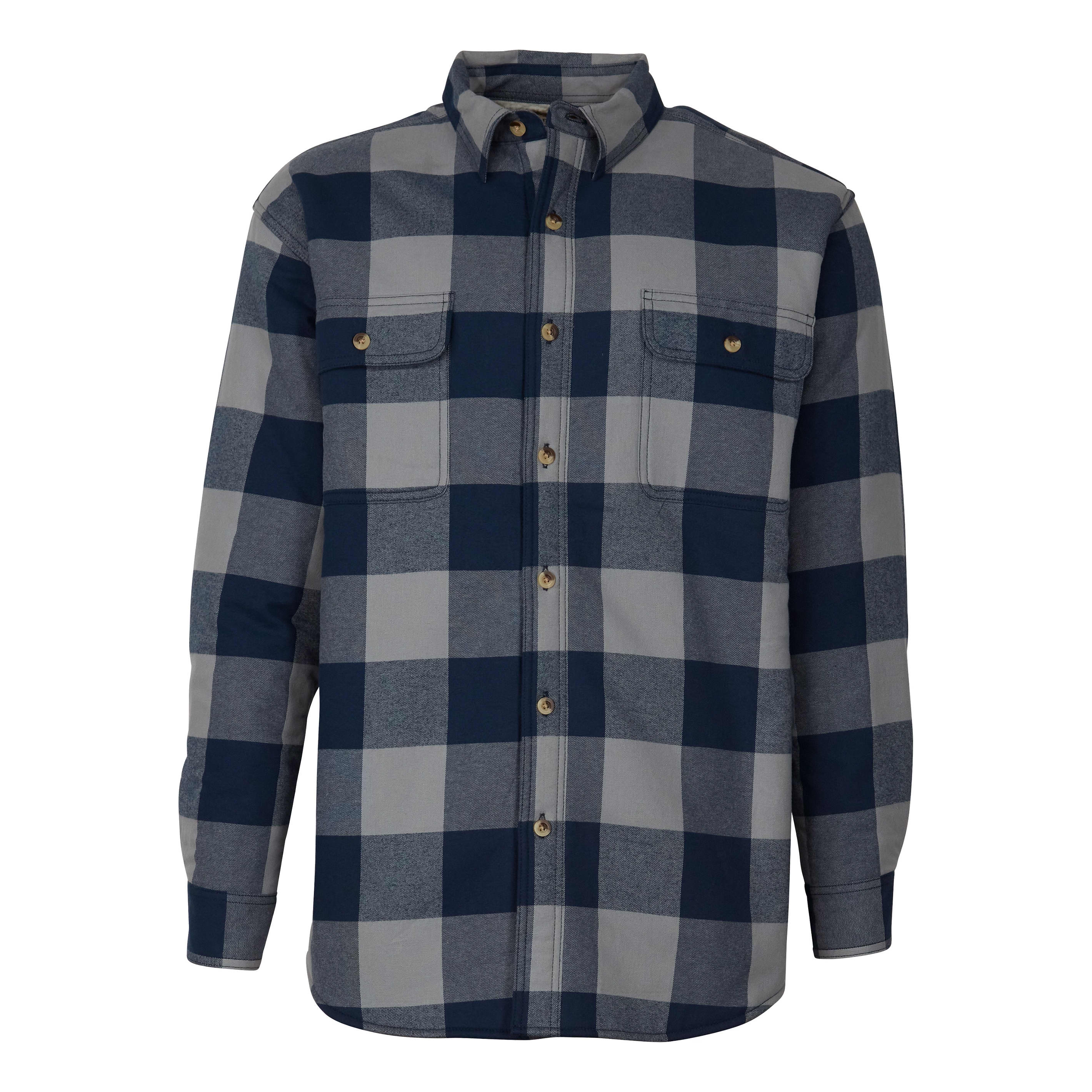 RedHead® Men’s Long-Sleeve Sherpa-Lined Plaid Shirt - Navy Buffalo