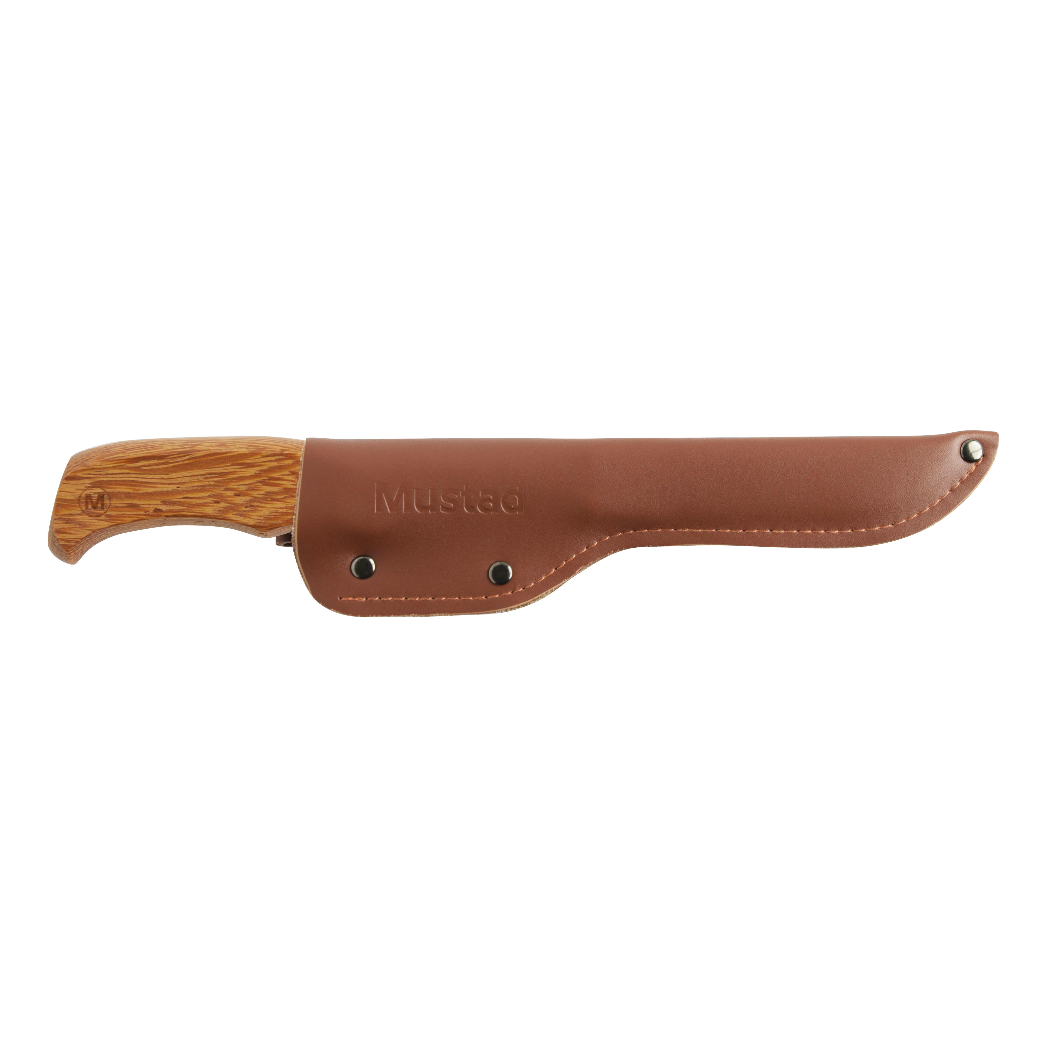 Mustad 6" Wood Handle Fillet Knife - In Sheath View