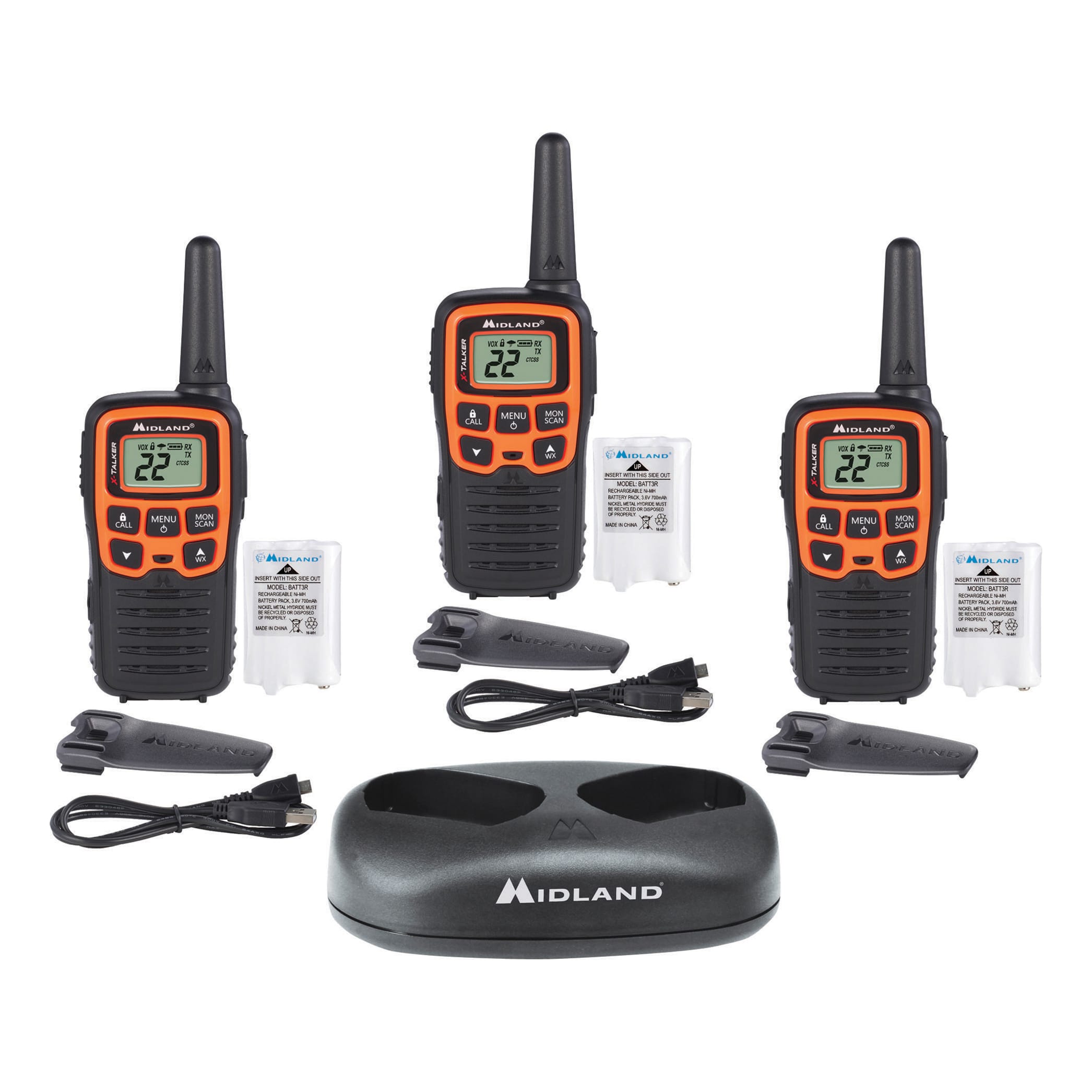 Midland T51X3VP3 X-TALKER® Two Way Radio - 3-Pack - accesories