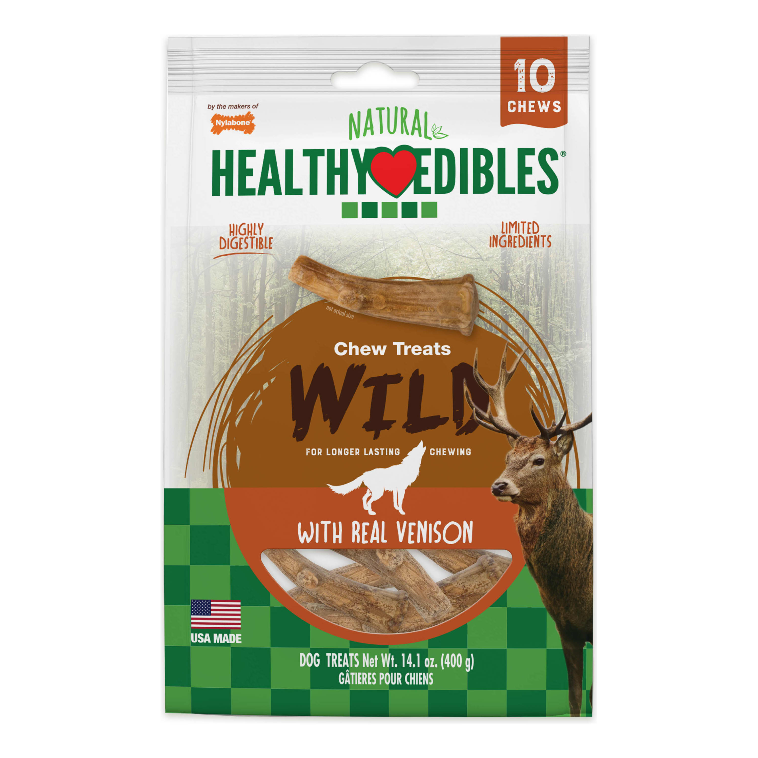 Nylabone Edibles Antler Venison Dog Treat 10 Pack