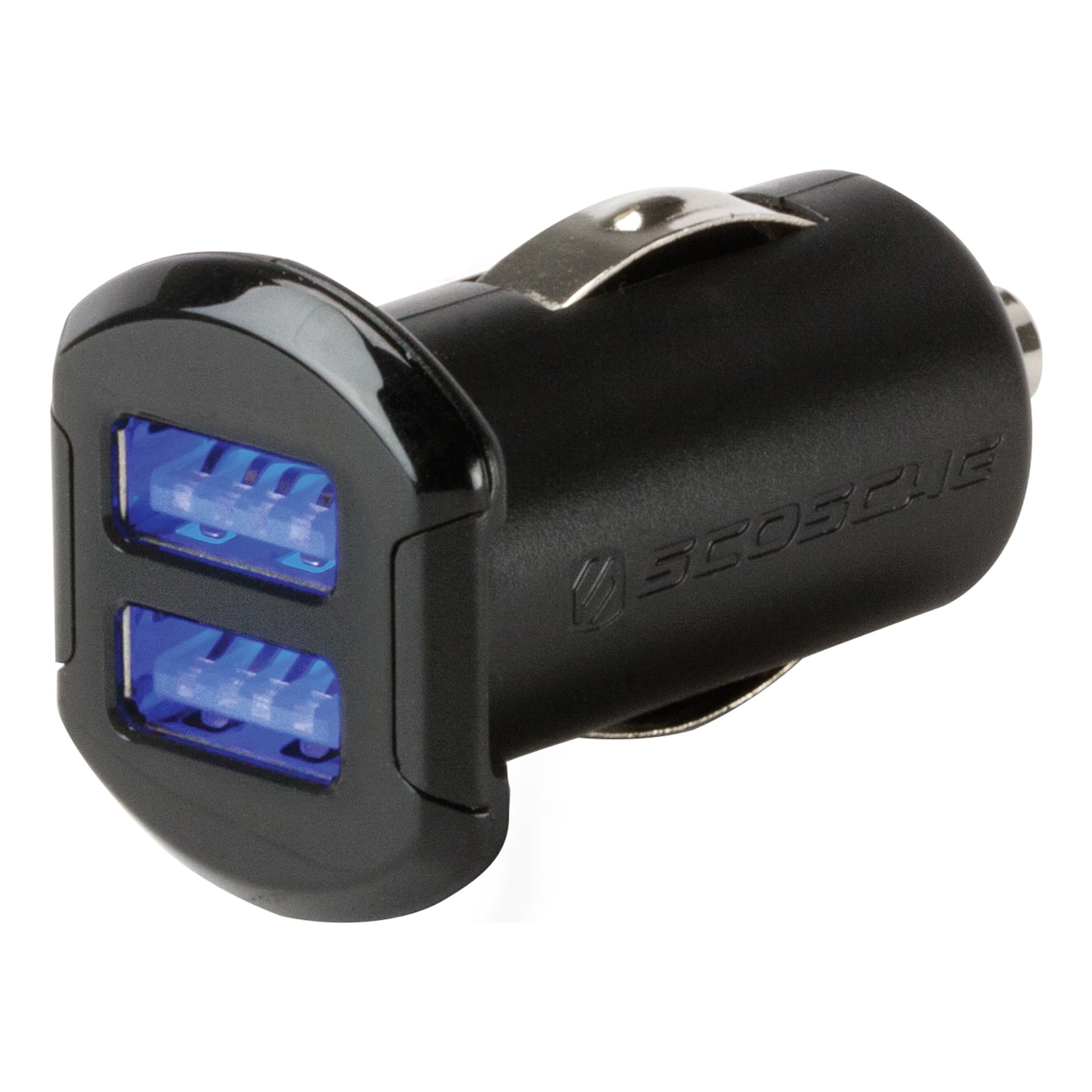 Scosche USBC242M ReVolt Compact Dual Port USB Fast Car Charger Adapter with Illuminated LED Backlight