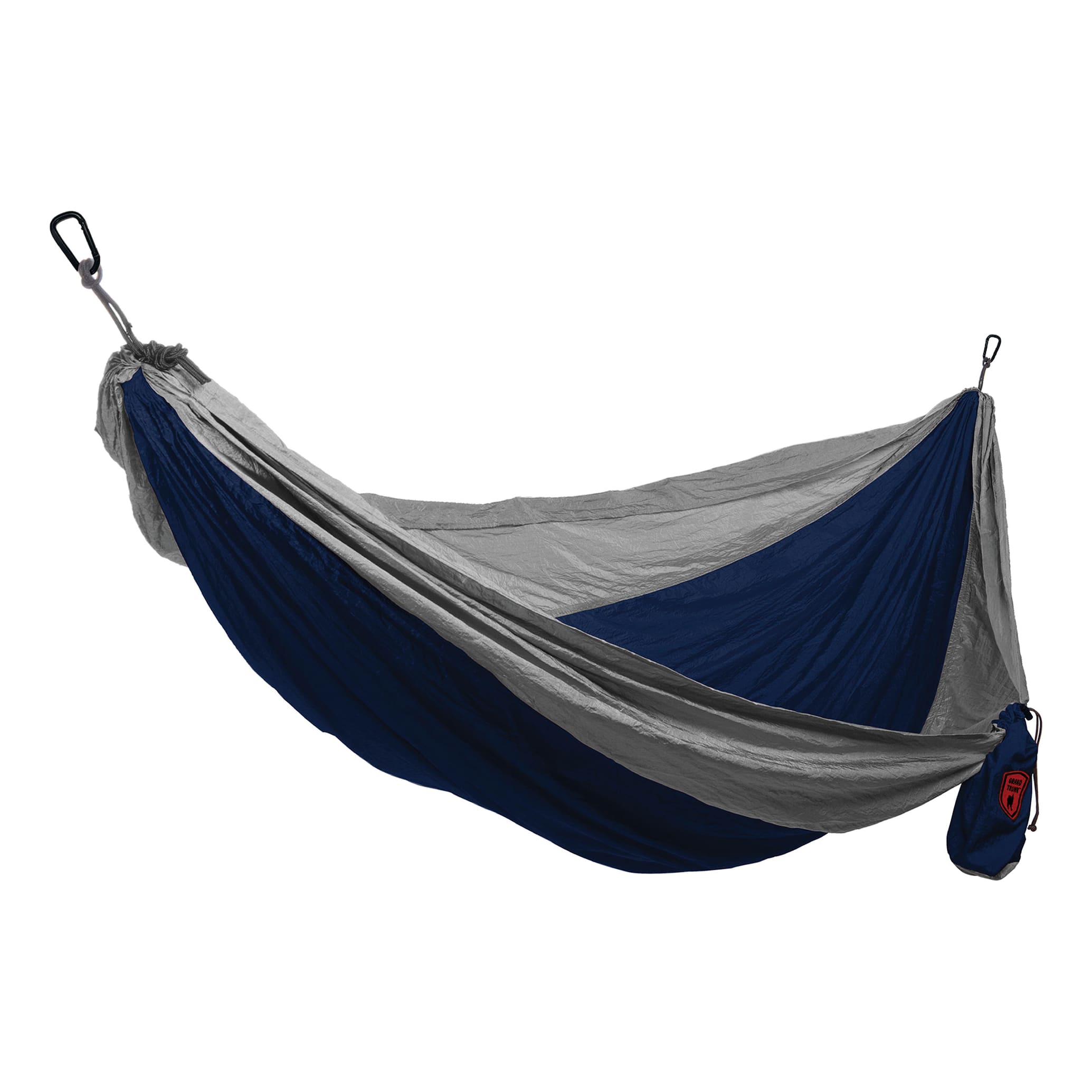 Grand Trunk Double Parachute Nylon Hammock with Straps - Navy/Silver
