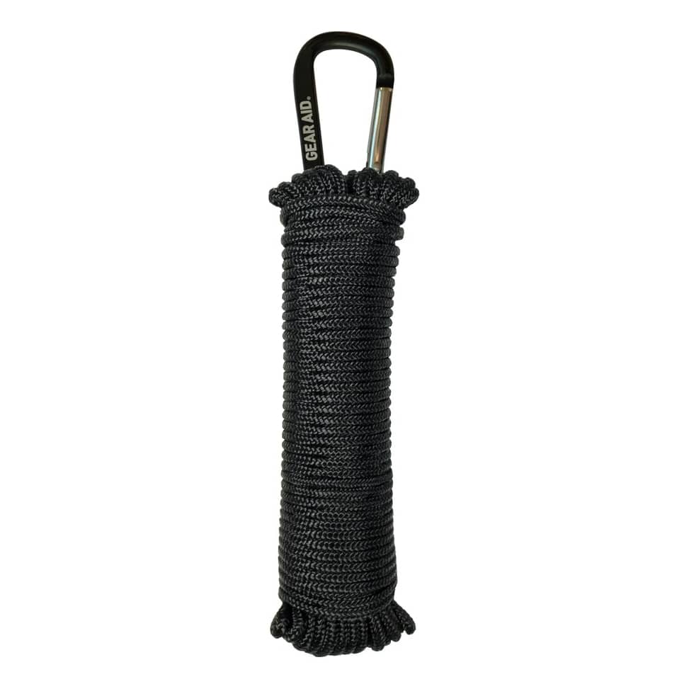 Gear Aid 100 ft. Extra Heavy Duty 1100 Paracord with Carabiner  -Black/Reflective