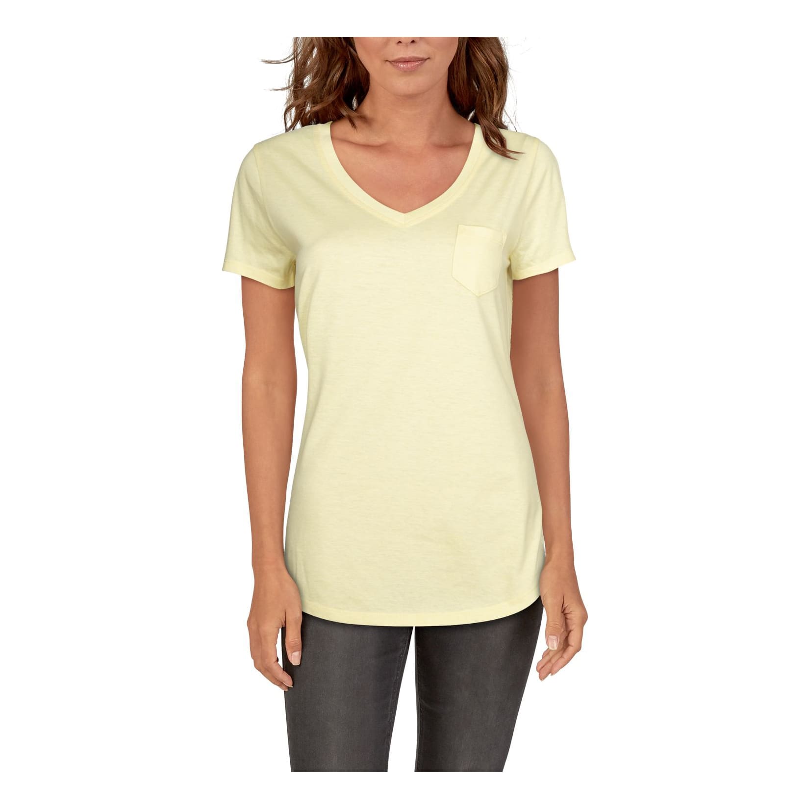 Natural Reflections® Women’s Everyday V-Neck Short-Sleeve T-Shirt - Lemon Meringue