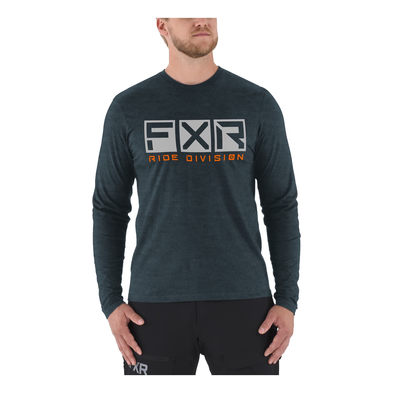 FXR® Men’s Helium Tech Long-Sleeve T-Shirt - Steel Heather/Orange