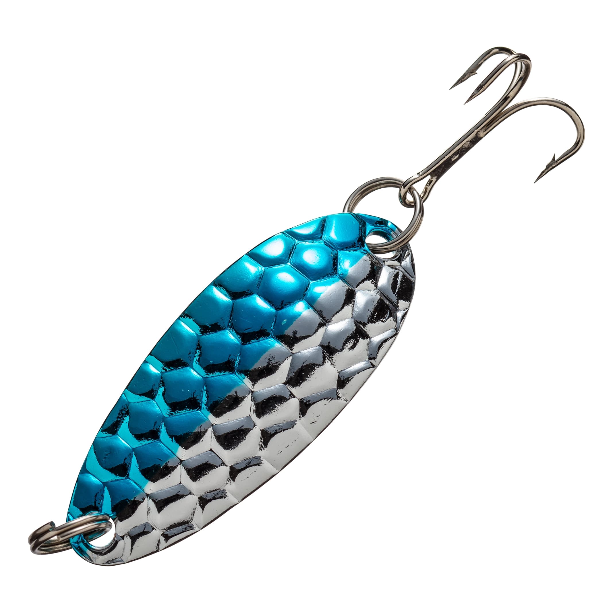 Cabela’s Fisherman Series™ Game Fish Hammered Spoon - Nickel/Neon Blue